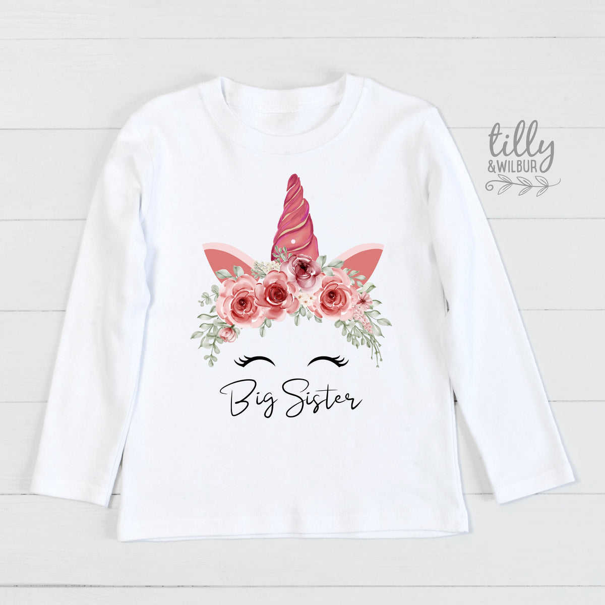 Big Sister T-Shirt, Big Sister Announcement, Big Sister Gift, Pregnancy Announcement Shirt, Big Sister Unicorn T-Shirt, Floral Crown Unicorn