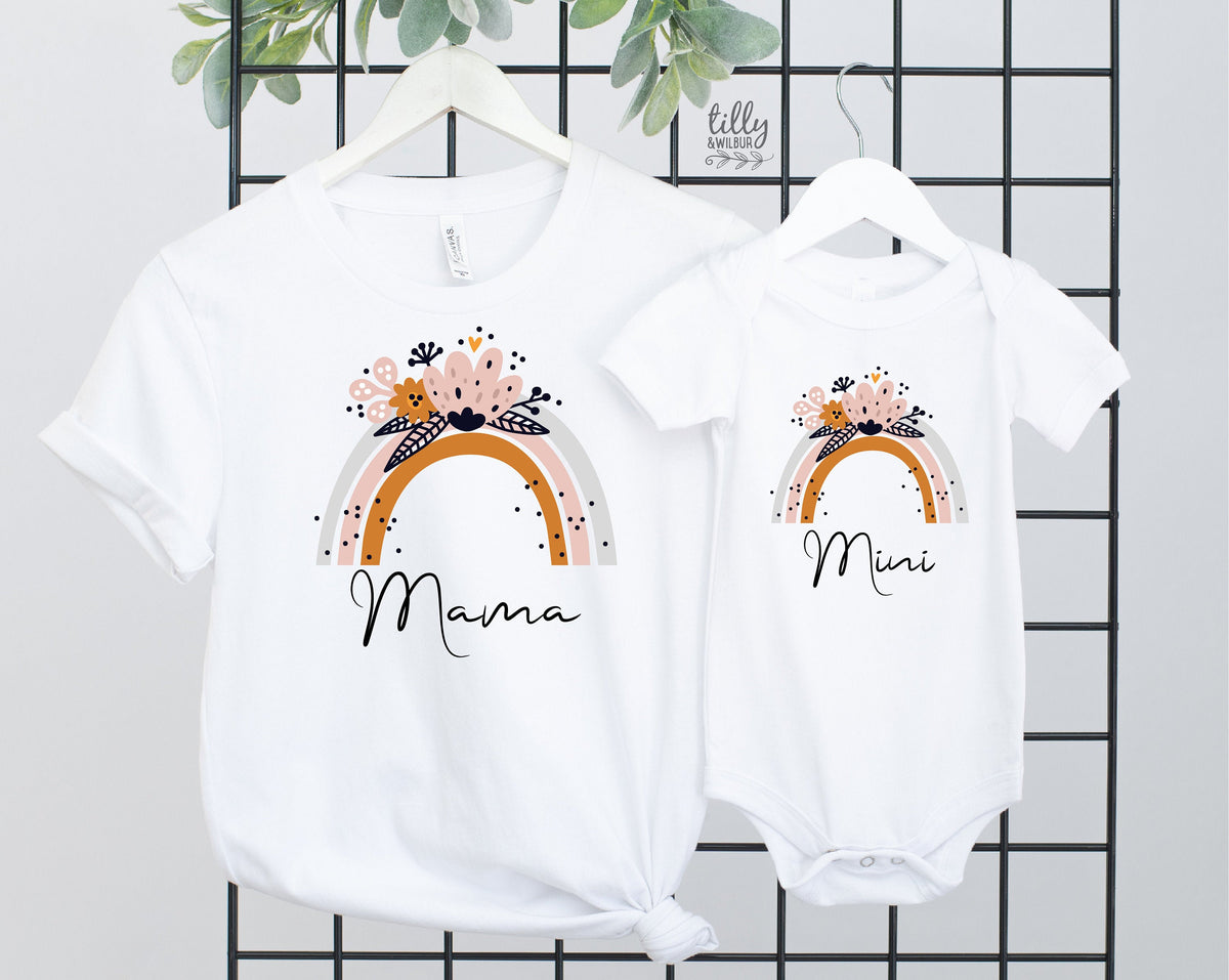 Rainbow Mama T-Shirt, Rainbow Mini Onesies®, Mama And Mama&amp;#39;s Mini Matching Outfits, Our First Mother&amp;#39;s Day, Mother And Baby, Mother&amp;#39;s Day