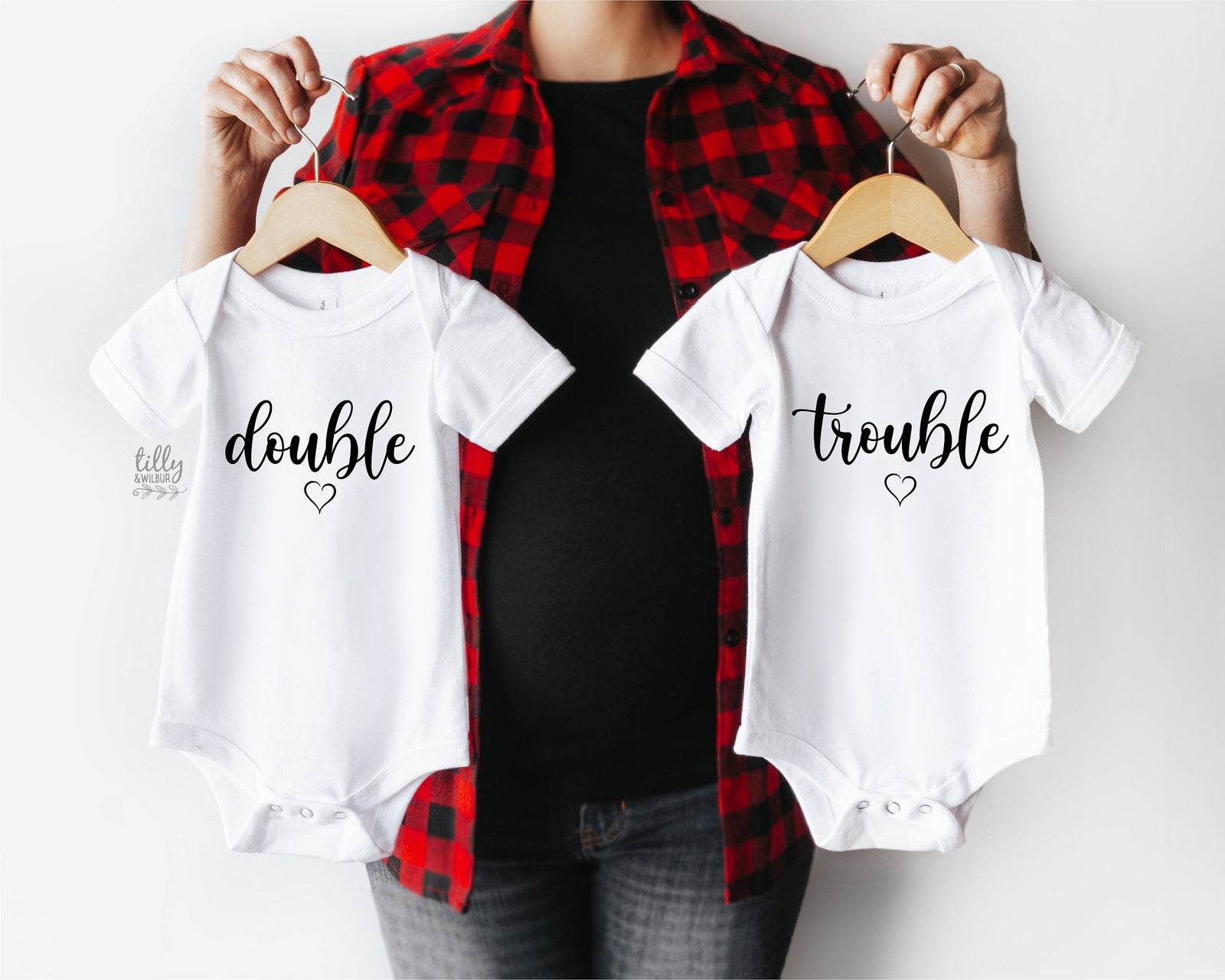 Double Trouble Twin Announcement Bodysuits, Pregnancy Announcement For Twins, Twinning, We're Having Twins! Twinsies, Twins Newborn Gift