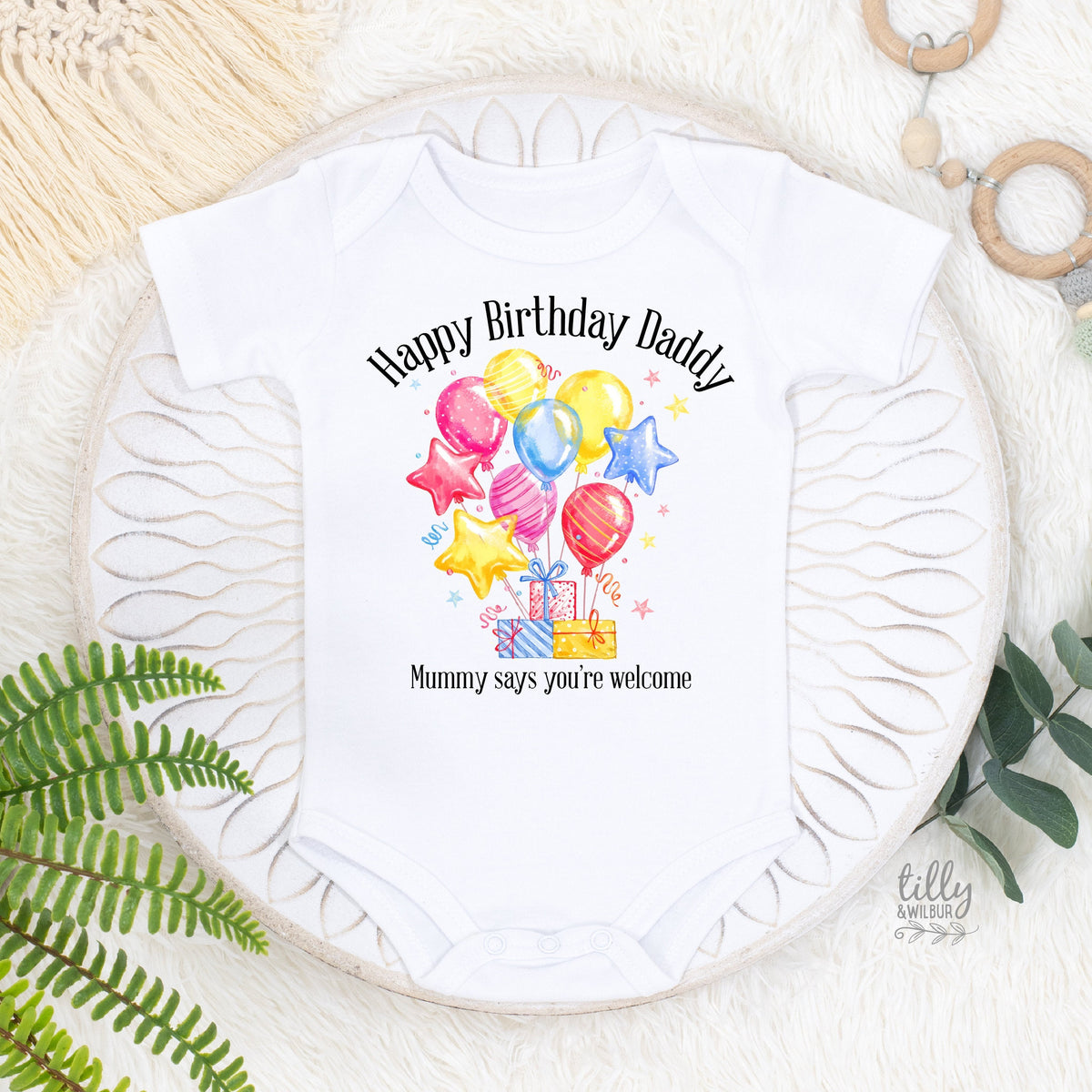 Happy Birthday Daddy Mummy Says You&amp;#39;re Welcome Onesies®, Happy Birthday Daddy Bodysuit, Daddy Birthday Gift, Funny Daddy Onesies®, Dad Gift