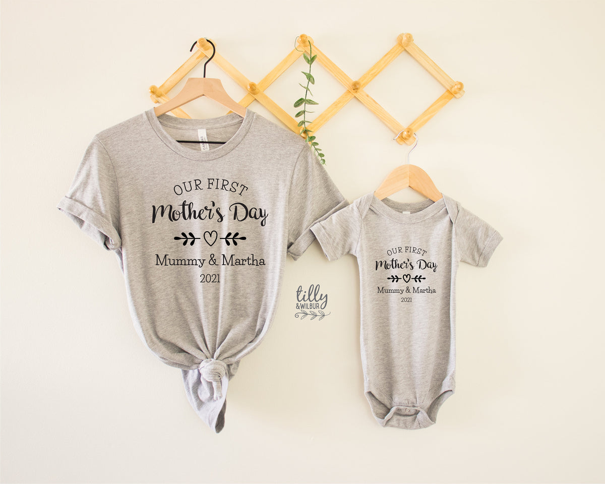 Our First Mother&amp;#39;s Day 2021 Matching Outfits, Mother And Baby Mother&amp;#39;s Day T-Shirts, Mothers Day Gift, Mummy &amp; Me Matching, 1st Mother&amp;#39;s Day