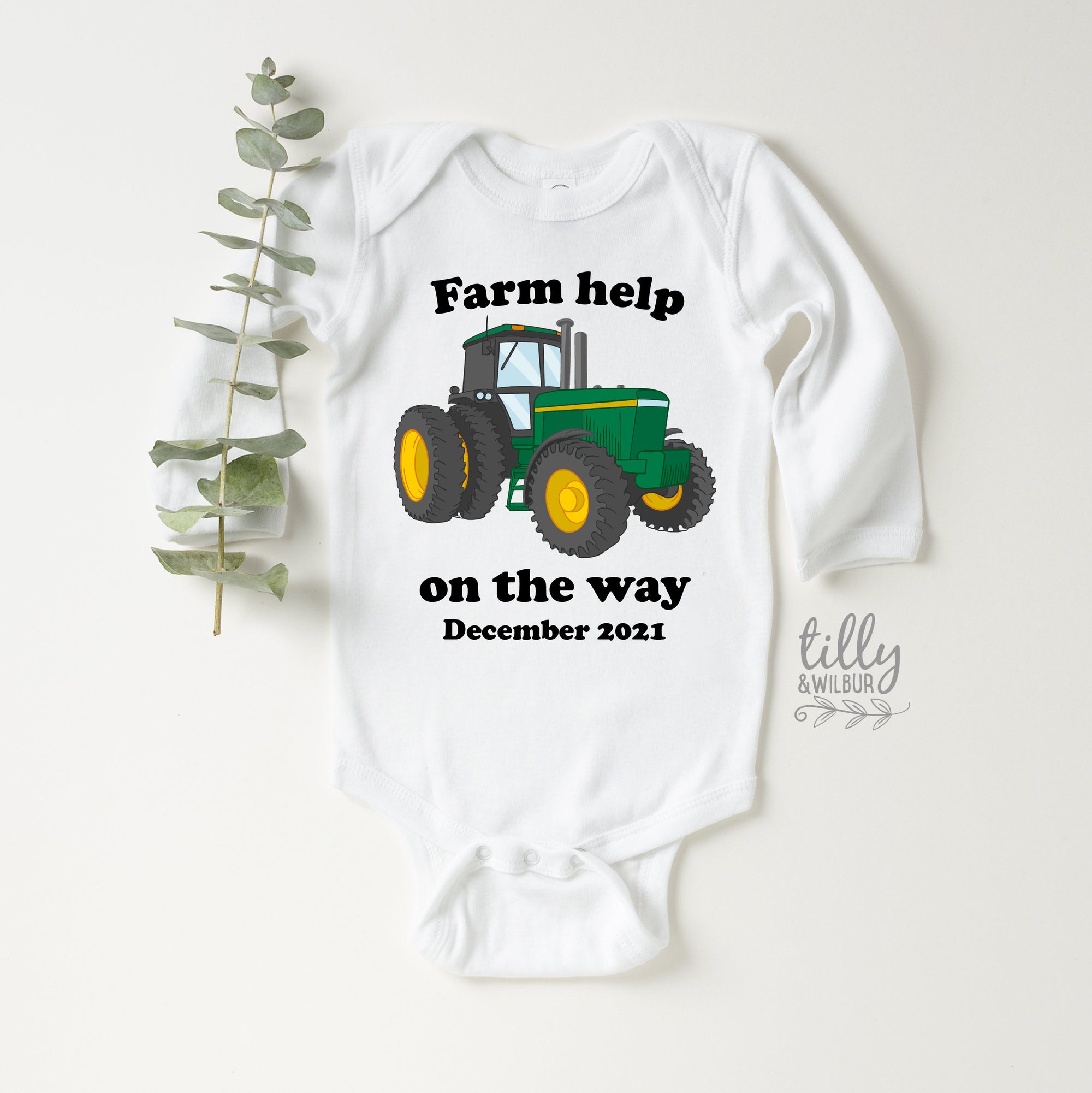 Farm Help On The Way Bodysuit, Personalised Announcement Bodysuit, Future Little Farmer Bodysuit, Farmer Bodysuit, Pregnancy Announcement