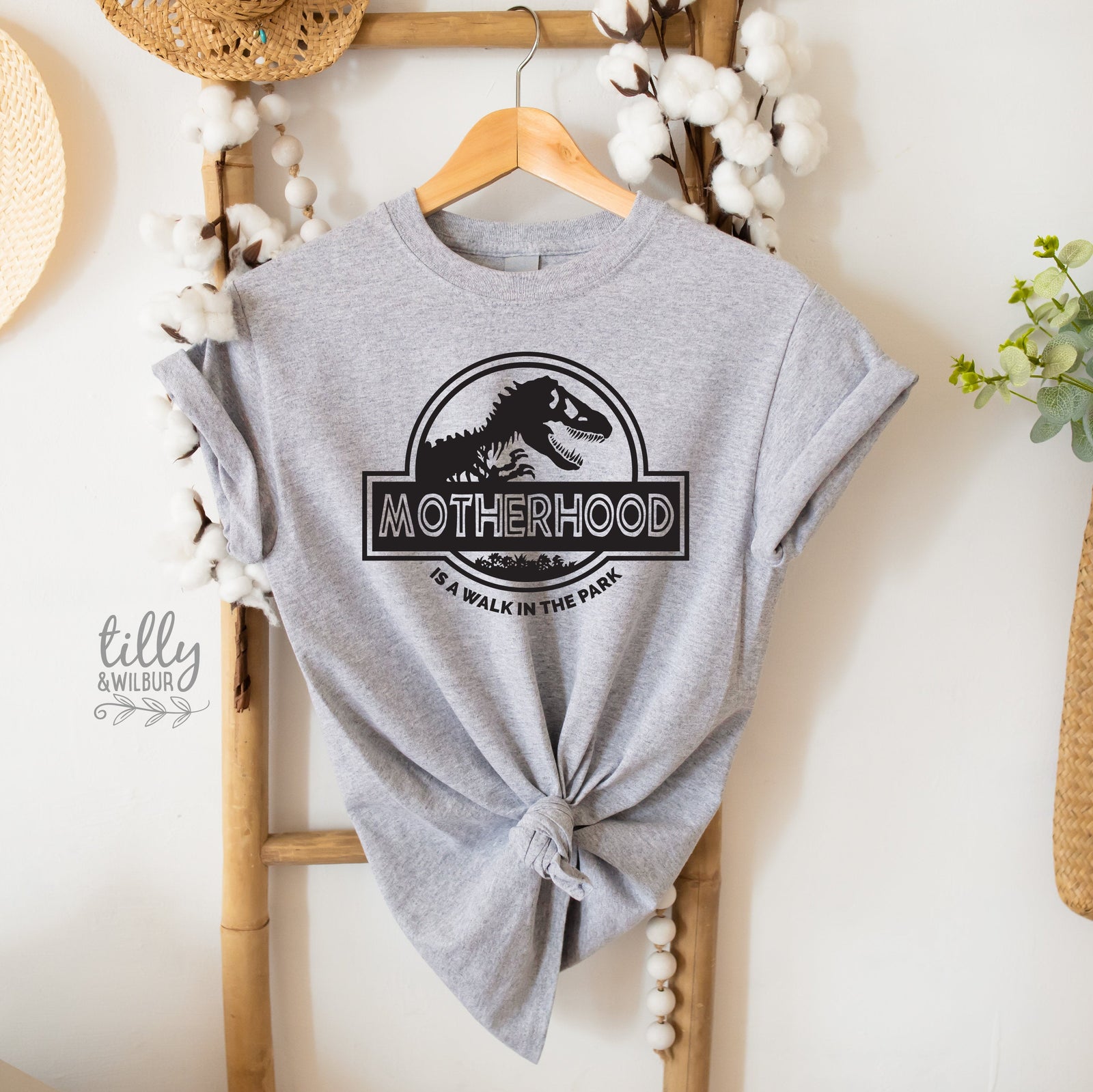 Motherhood Is A Walk In The Park Women's T-Shirt, Funny Mum Tee, Dinosaur Mum Shirt, Mother's Day Gift, Jurassic Park Mum Gift, Mamasaurus