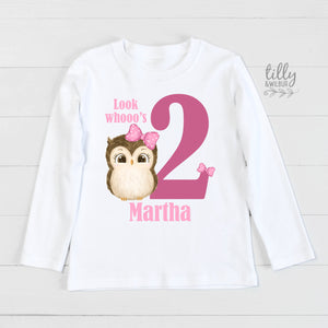 Look Whooo&#39;s Two Birthday T-Shirt, Two Wild Girls Birthday T-Shirt, Two Wild Birthday, 2 Year Old Girl, Personalised 2nd Birthday T-Shirt