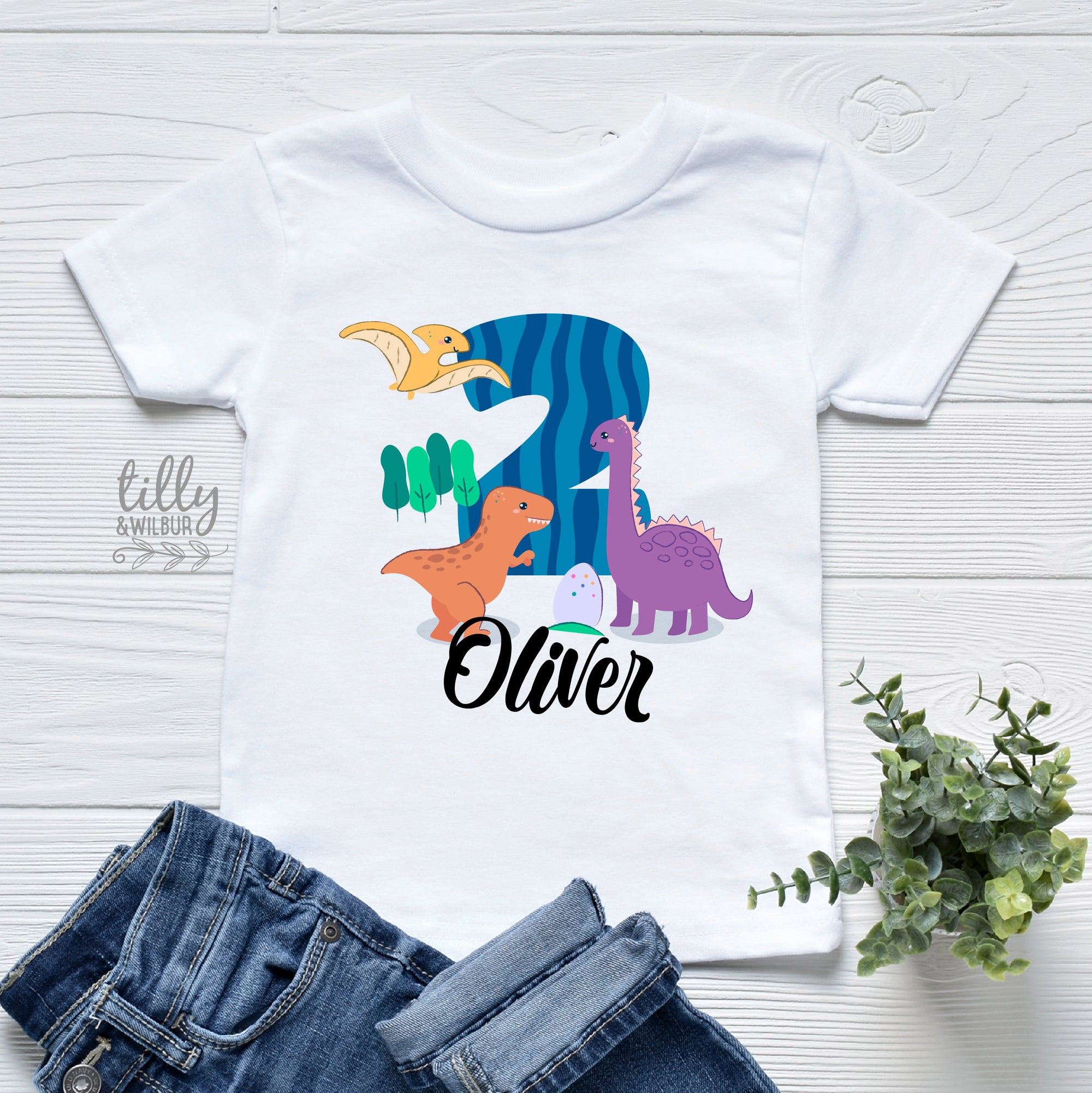 Birthday Dinosaur T-Shirt, 2nd Birthday Gift, Second Birthday Gift, Personalised 2 Birthday T-Shirt, Dinosaur Theme Cake Smash Tee, 2 Today