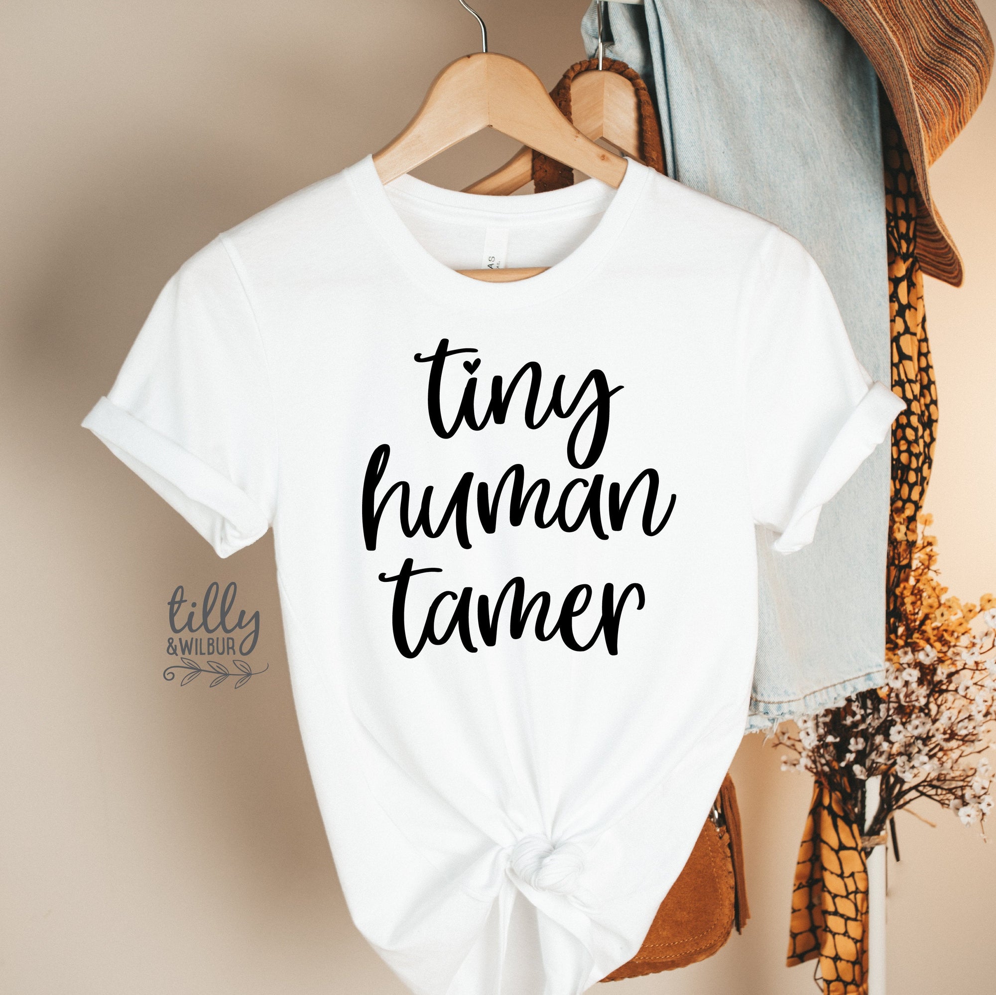Funny Mum T-Shirt, Tiny Human Tamer T-Shirt, Funny Teacher T-Shirt, Parenting T-Shirt, Mother&#39;s Day T-Shirt, Mum T-Shirt, Funny Mum Gift