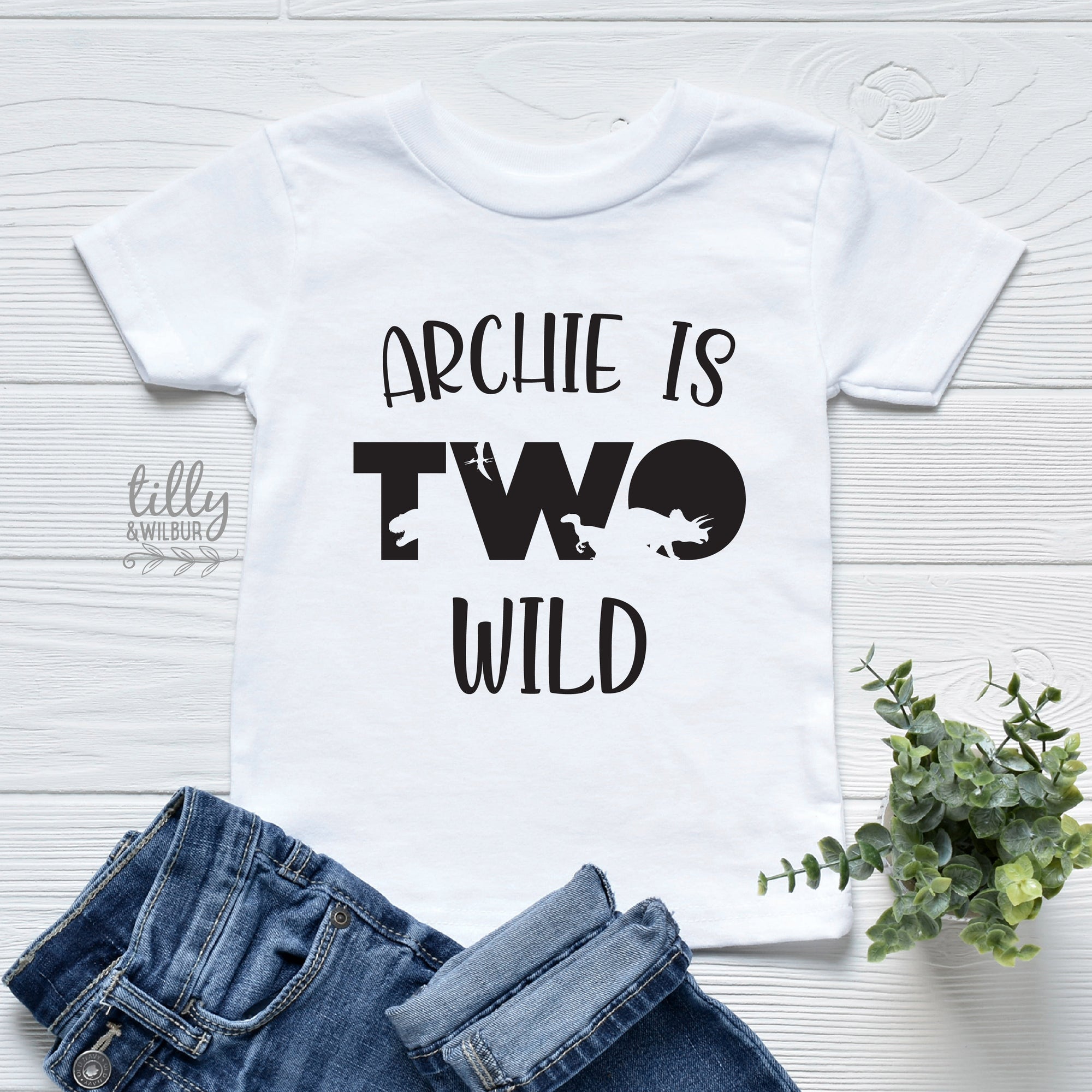 Two Wild Birthday T-Shirt, Personalised Dinosaur 2nd Birthday T-Shirt, 2nd Birthday Dinosaur T-Shirt, 2nd Birthday Gift, Dino Birthday Shirt