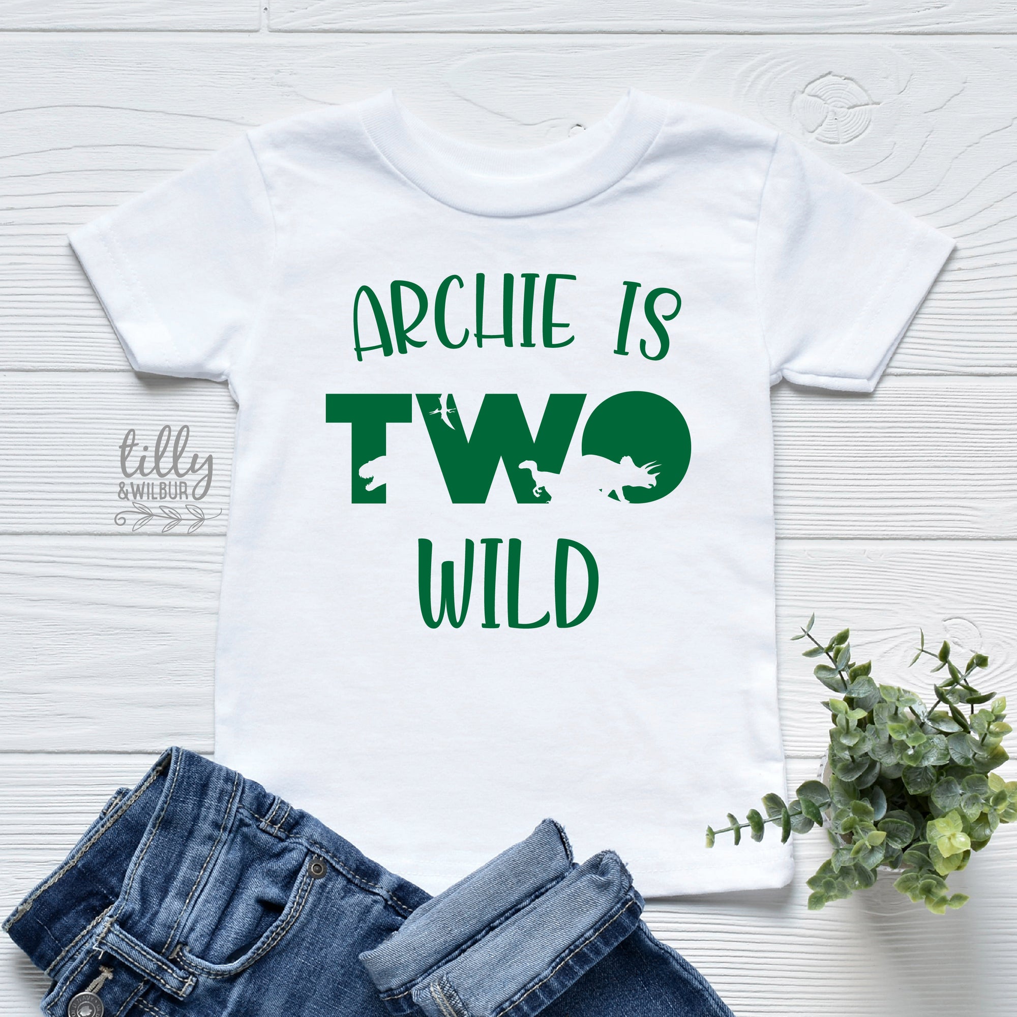 Two Wild Birthday T-Shirt, Personalised Dinosaur 2nd Birthday T-Shirt, 2nd Birthday Dinosaur T-Shirt, 2nd Birthday Gift, Dino Birthday Shirt