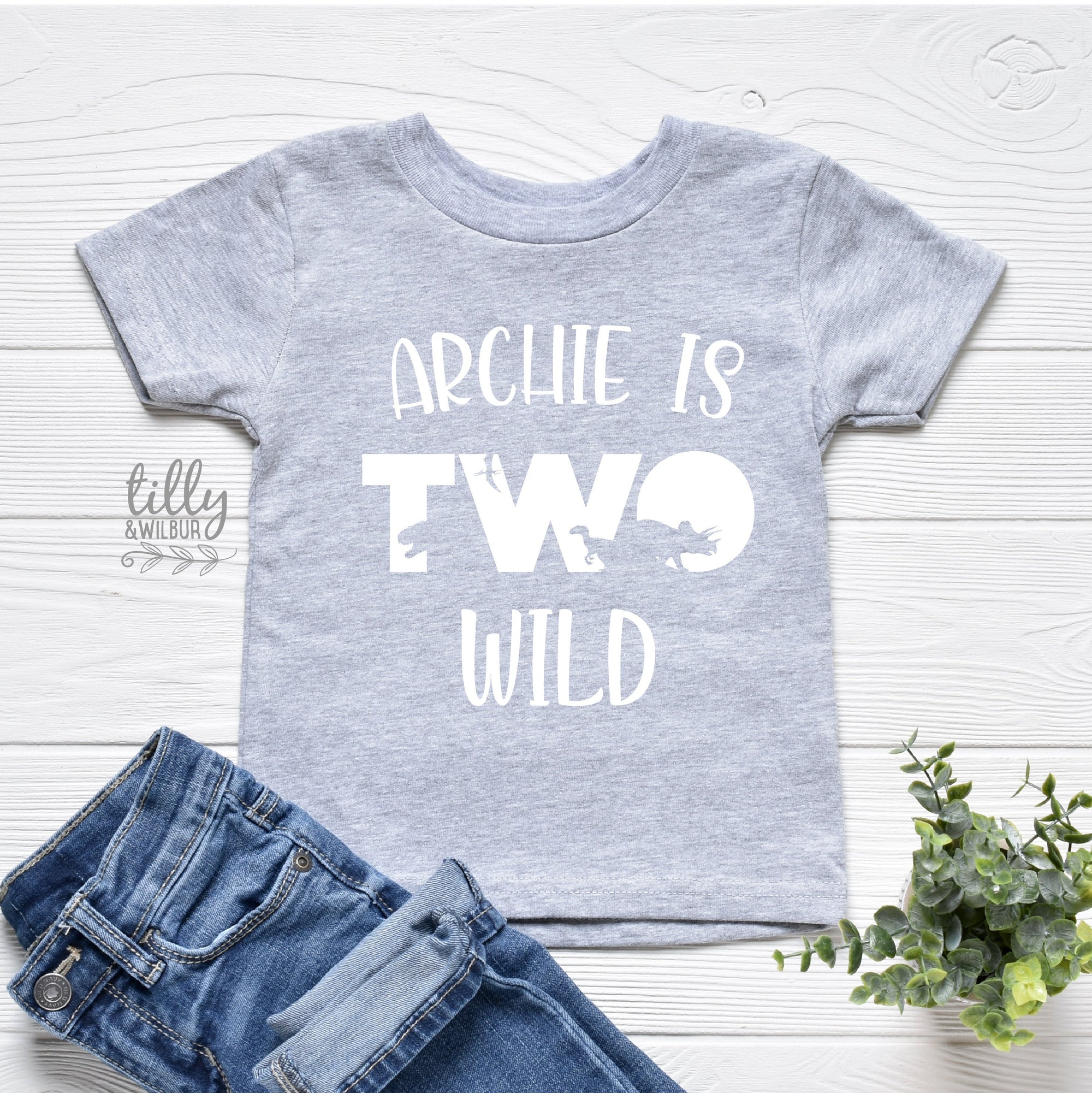 Two Wild Birthday T-Shirt, Personalised Dinosaur 2nd Birthday T-Shirt, 2nd Birthday Dinosaur T-Shirt, 2nd Birthday Gift, Dino Birthday Shirt