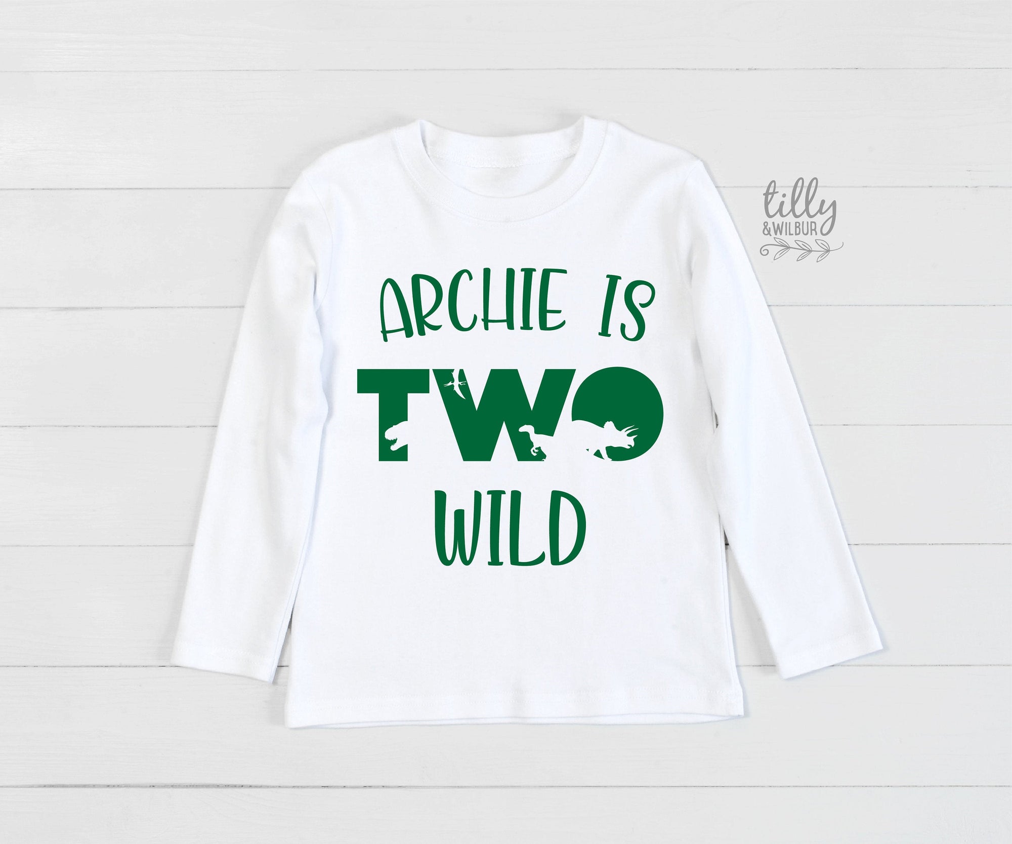 Two Wild Birthday T-Shirt, Personalised Dinosaur 2nd Birthday T-Shirt, 2nd Birthday Dinosaur T-Shirt, 2nd Birthday Gift, Dino Birthday Shirt