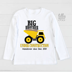 Promoted To Big Brother T-Shirt For Boys, Big Brother Under Construction Shirt, I&#39;m Going To Be A Big Brother Shirt, Pregnancy Announcement