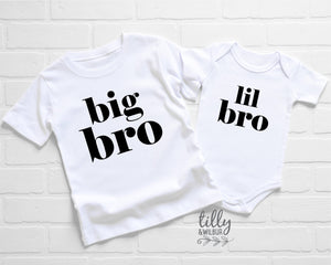 Big Bro Lil&#39; Bro Set, Brother Set, Sibling Set, Brother Gift, Pregnancy Announcement, Newborn Gift, Photo Prop, Big Brother Little Brother