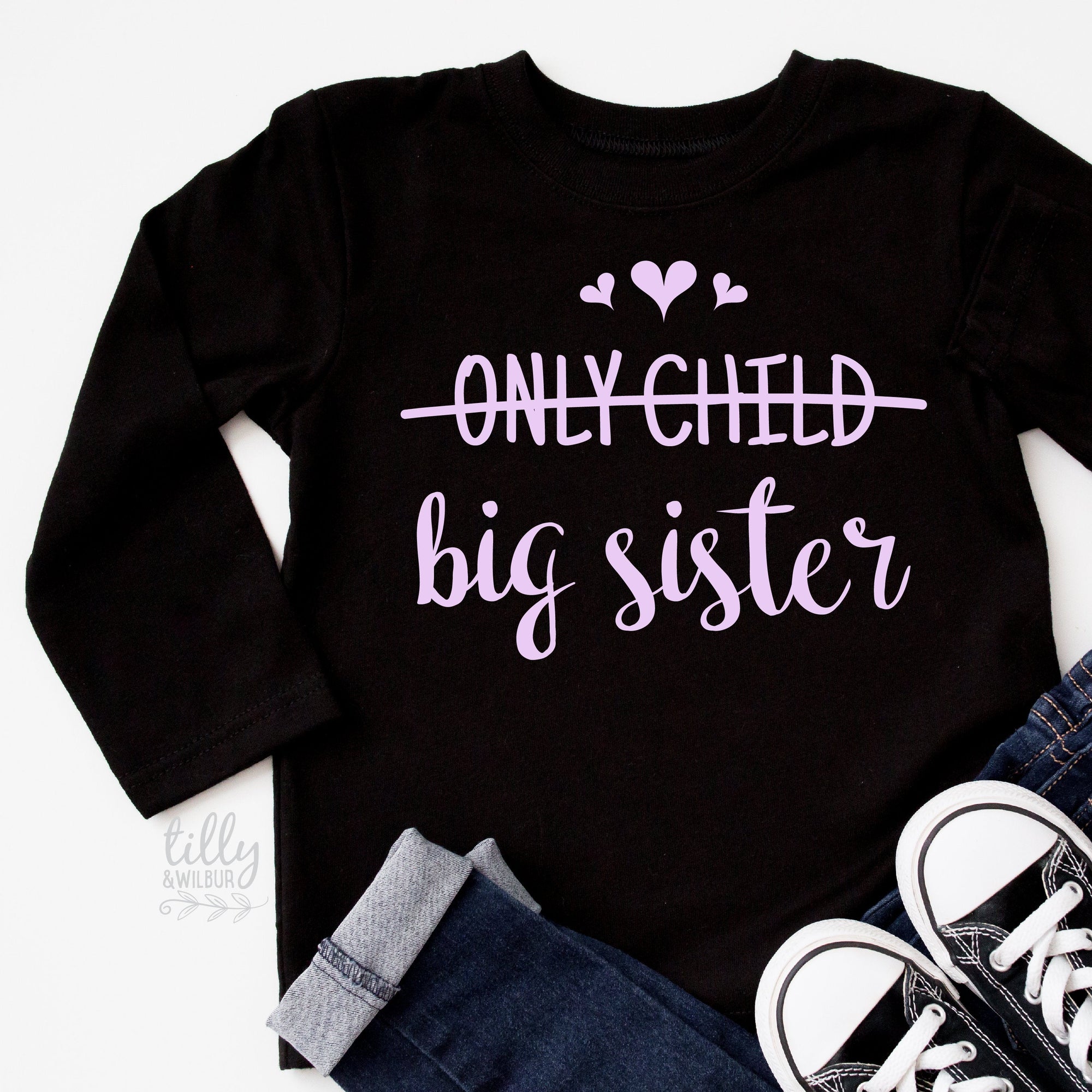 Only Child Big Sister T-Shirt, I&#39;m Going To Be A Big Sister Shirt, Pregnancy Announcement T-Shirt, Big Sister Tee, Sister Shirt, Long Sleeve