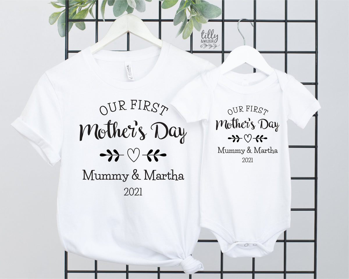 Our First Mother&amp;#39;s Day 2021 Matching Outfits, Mother And Baby Mother&amp;#39;s Day T-Shirts, Mothers Day Gift, Mummy &amp; Me Matching, 1st Mother&amp;#39;s Day