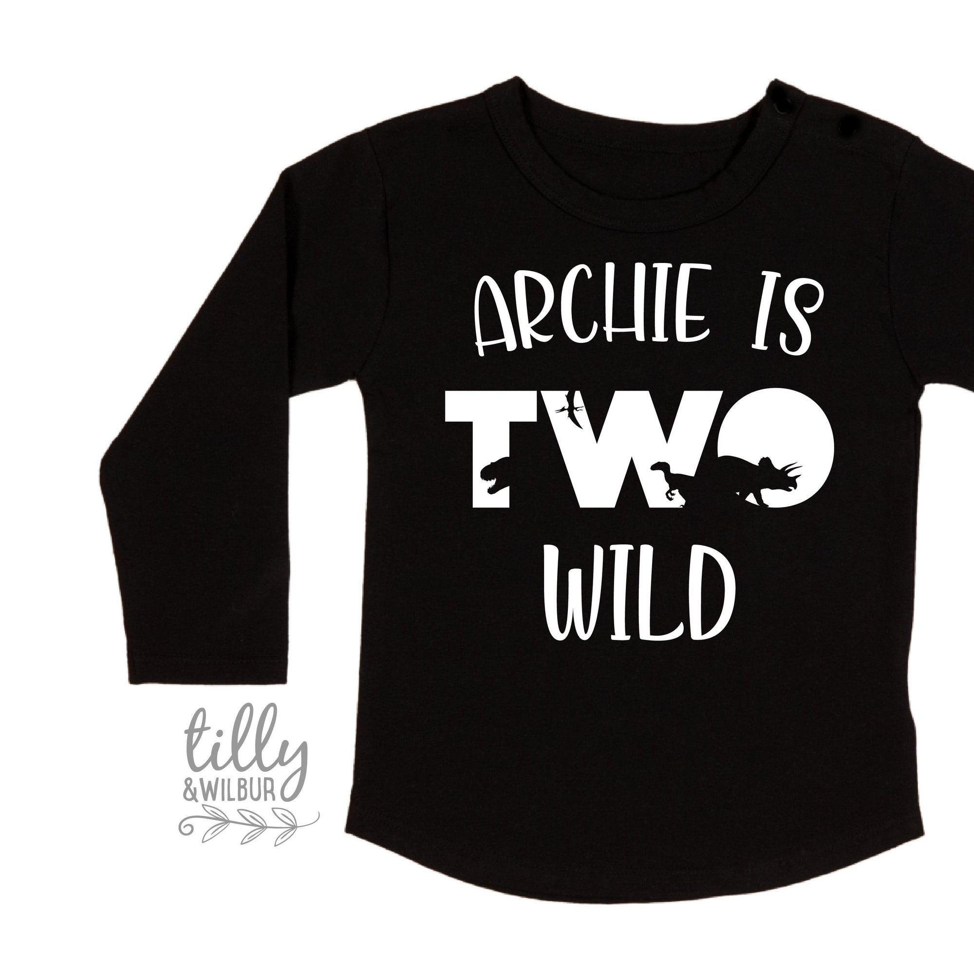Two Wild Birthday T-Shirt, Personalised Dinosaur 2nd Birthday T-Shirt, 2nd Birthday Dinosaur T-Shirt, 2nd Birthday Gift, Dino Birthday Shirt
