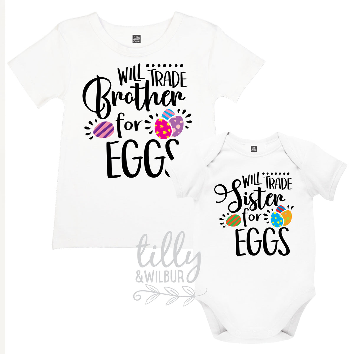 Will Trade Brother For Eggs, Will Trade Sister For Eggs, Brother And Sister Matching Easter Outfits, Easter Gifts, Easter T-Shirts, New Baby