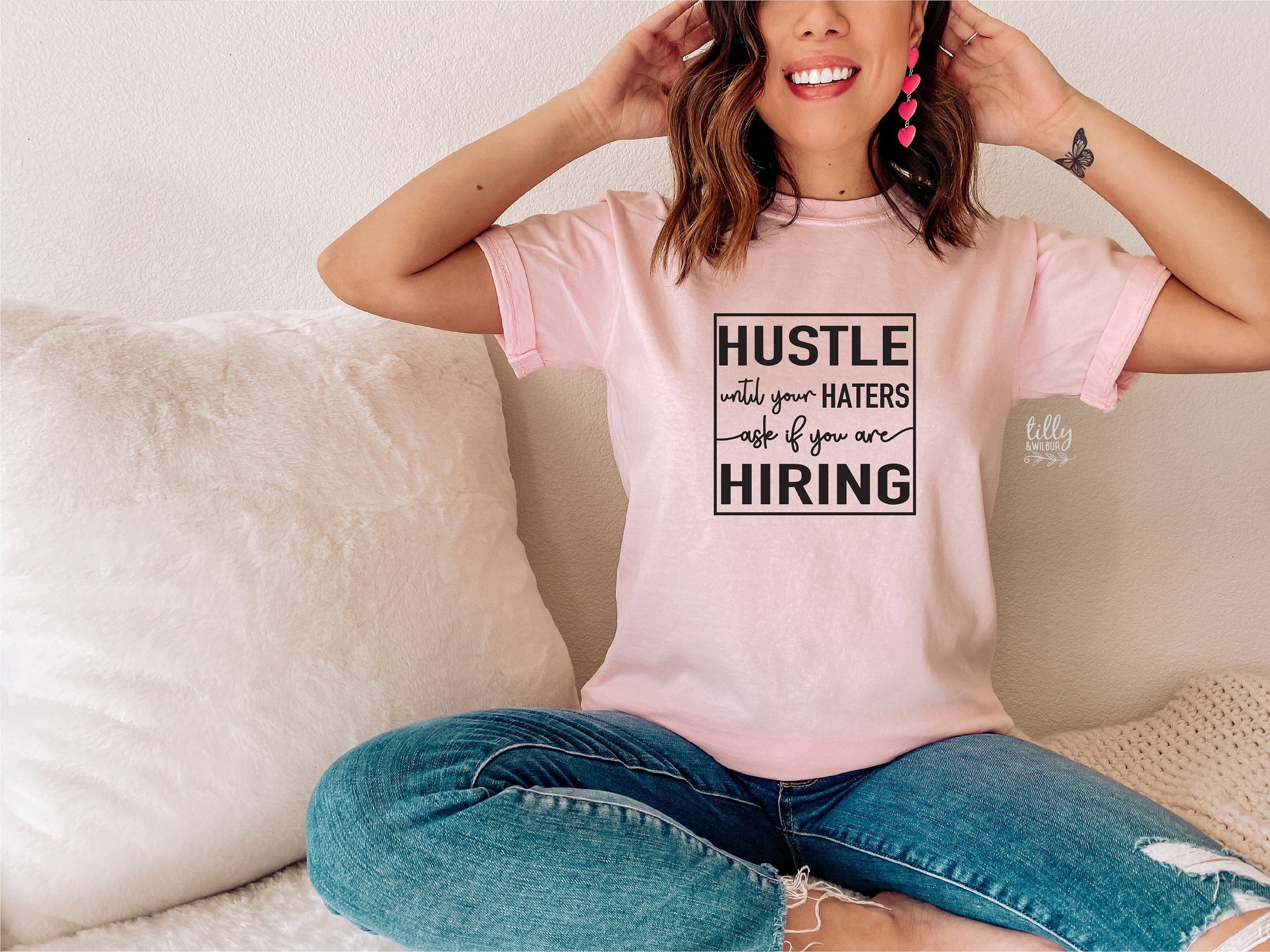 Funny Women&#39;s T-Shirt, Hustle Until Your Haters Ask If You Are Hiring T-Shirt, Strong Women T-Shirt, Girl Boss T-Shirt, Haters T-Shirt, Gift