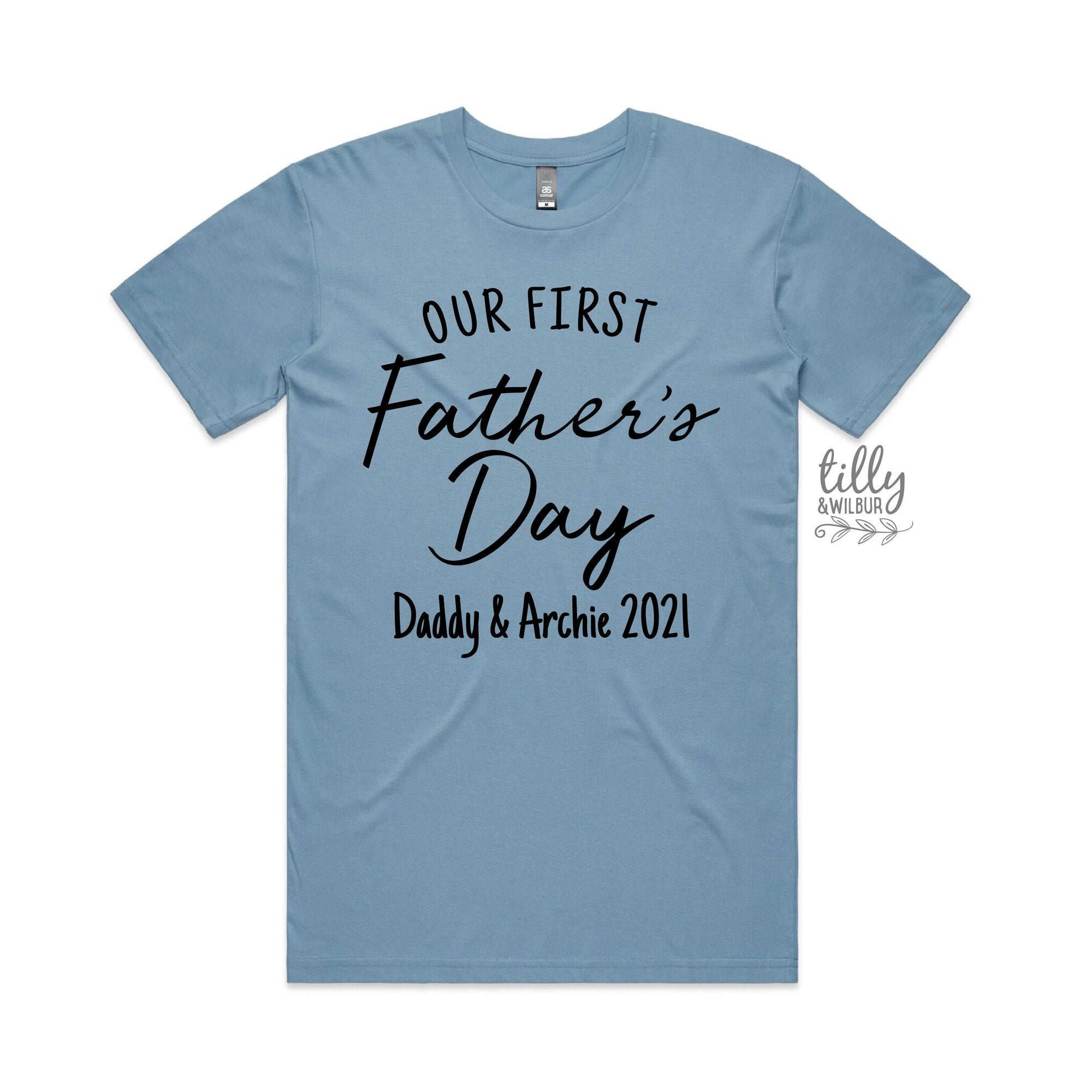 Our First Father&#39;s Day 2021 Men&#39;s T-Shirt With Names, I Love You Daddy Happy 1st Father&#39;s Day, Fathers Day Gift, First Fathers Day Dad Gift