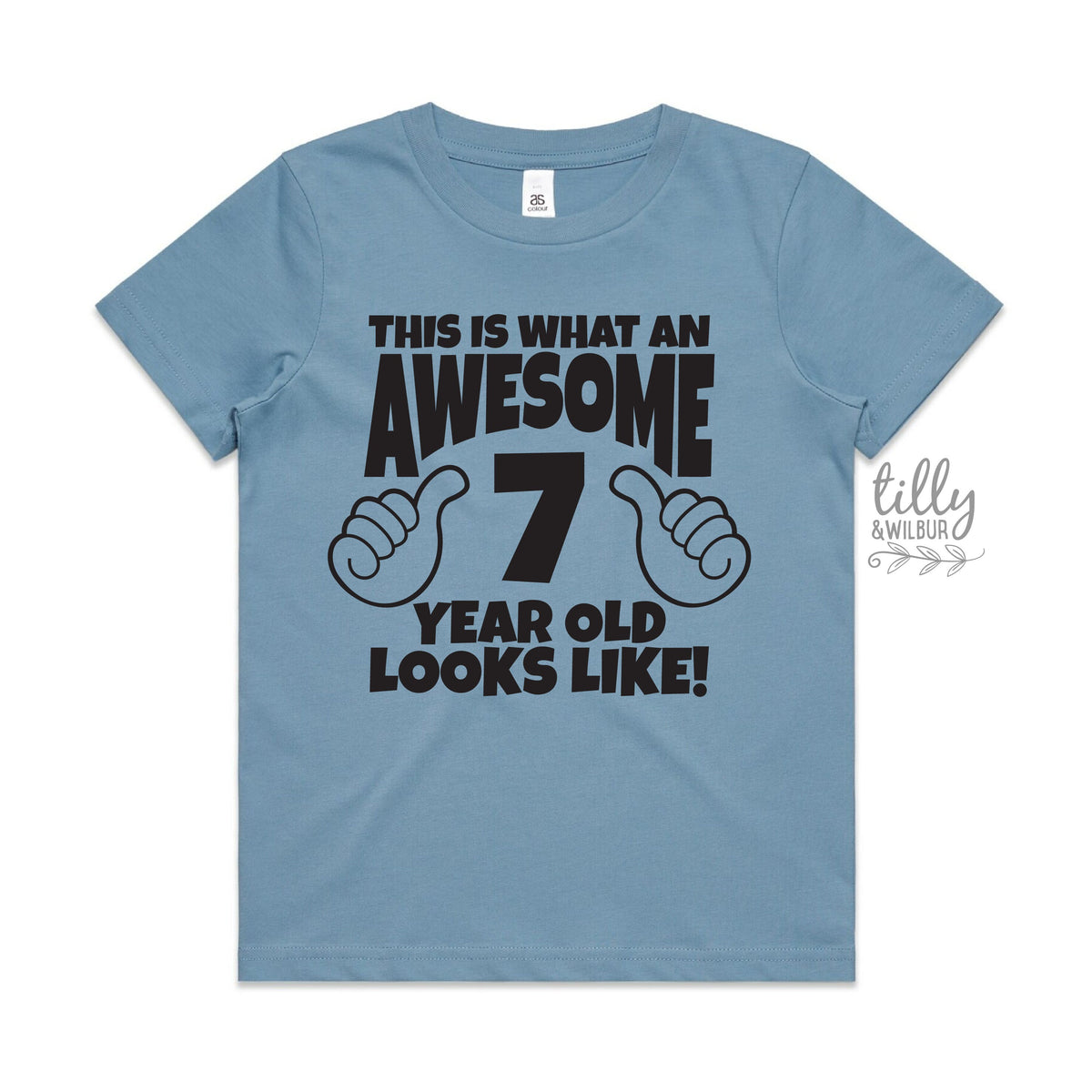 This Is What An Awesome &amp; Year Old Looks Like T-Shirt, Boys 7th Birthday T-Shirt, 7th Birthday Gift, Seventh Birthday T-Shirt, Seven T-Shirt