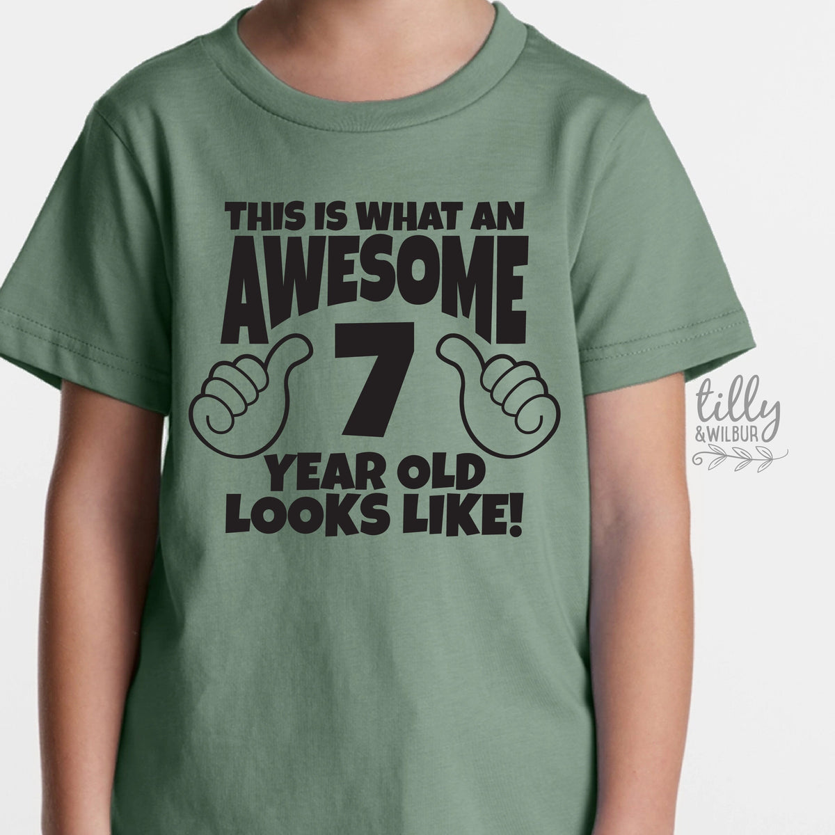 This Is What An Awesome &amp; Year Old Looks Like T-Shirt, Boys 7th Birthday T-Shirt, 7th Birthday Gift, Seventh Birthday T-Shirt, Seven T-Shirt