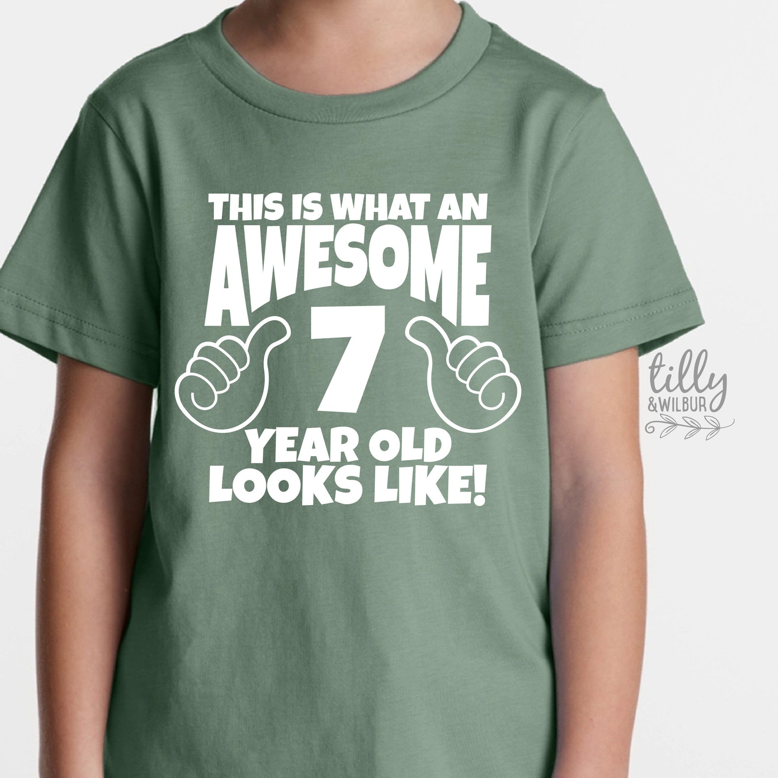 This Is What An Awesome & Year Old Looks Like T-Shirt, Boys 7th Birthday T-Shirt, 7th Birthday Gift, Seventh Birthday T-Shirt, Seven T-Shirt