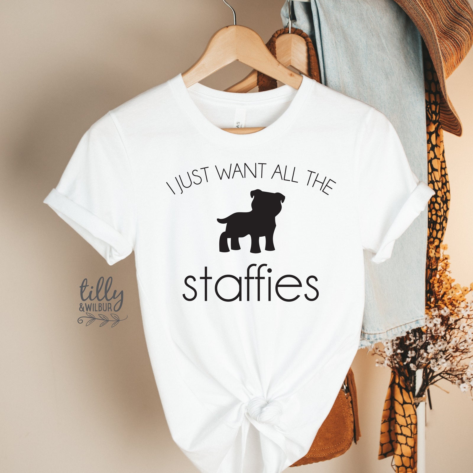 I Just Want All The Staffies Women's Tee, Gift For Staffordshire Bull Terrier Lovers, Dog Lover Shirt, Christmas Gift, Birthday Gift