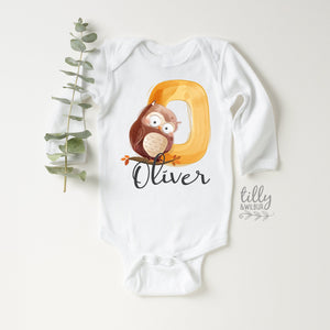 O Is For Owl Onesie, Personalised Onesie, Newborn Personalised Bodysuit, Personalised Newborn Gift, Personalised New Baby Gift, Baby Shower