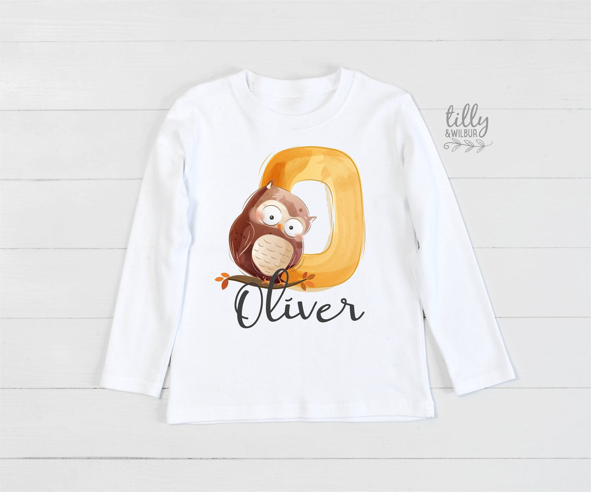 O Is For Owl T-Shirt, Personalised T-Shirt, Personalised Child&amp;#39;s T-Shirt, Personalised Gift, Personalised Name, Birthday Gift, Christmas Tee