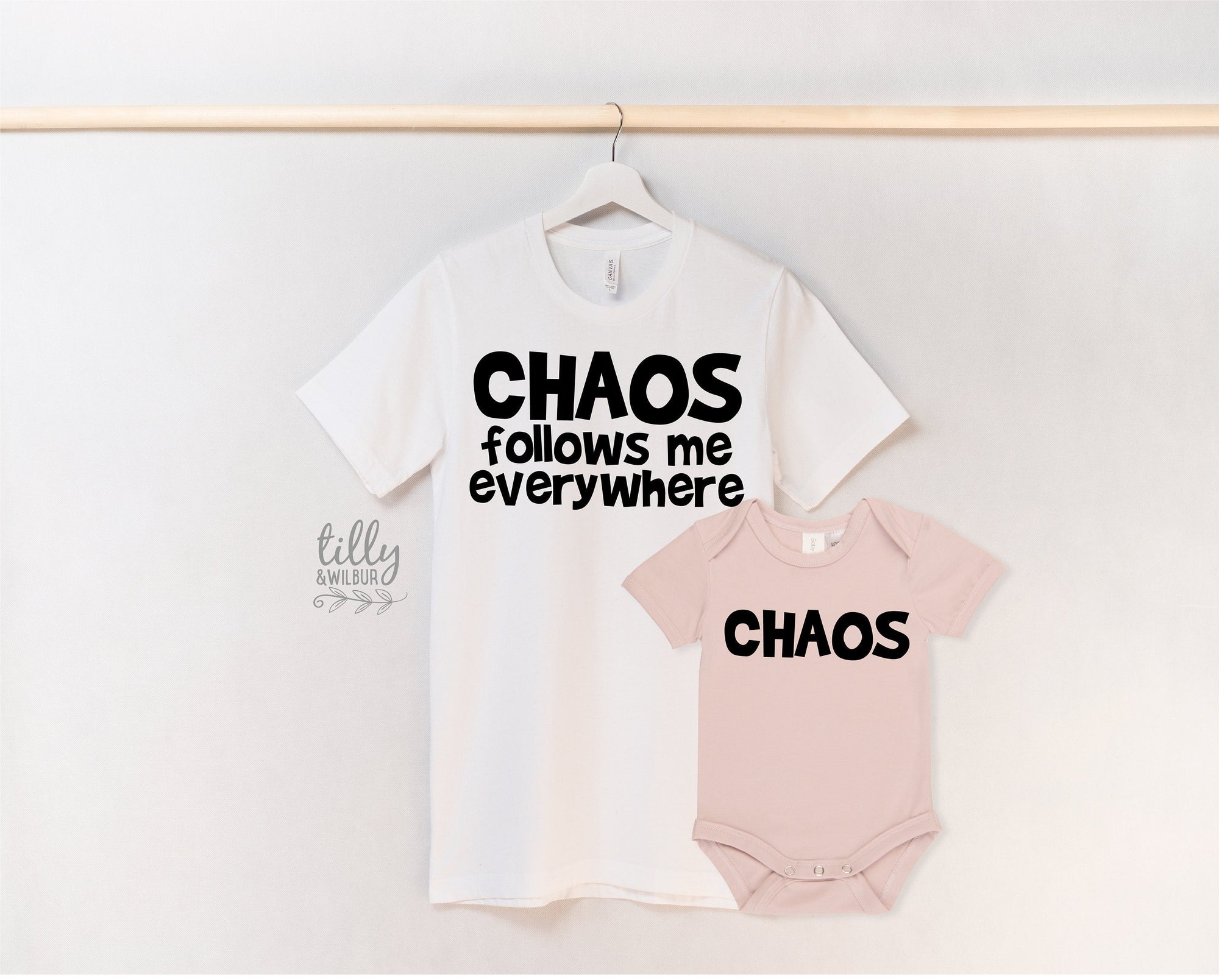 Chaos Follows Me Everywhere Matching Family T-Shirts, Daddy And Daughter, Father Son, Matching Dad Baby, Daddy Daughter, Father&#39;s Day Gift