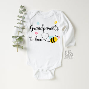 Grandparents To Bee Bodysuit, Grandparents To Be Onesie, Pregnancy Announcement To Parents,  Grandma and Grandpa Announcement Onesie, Reveal
