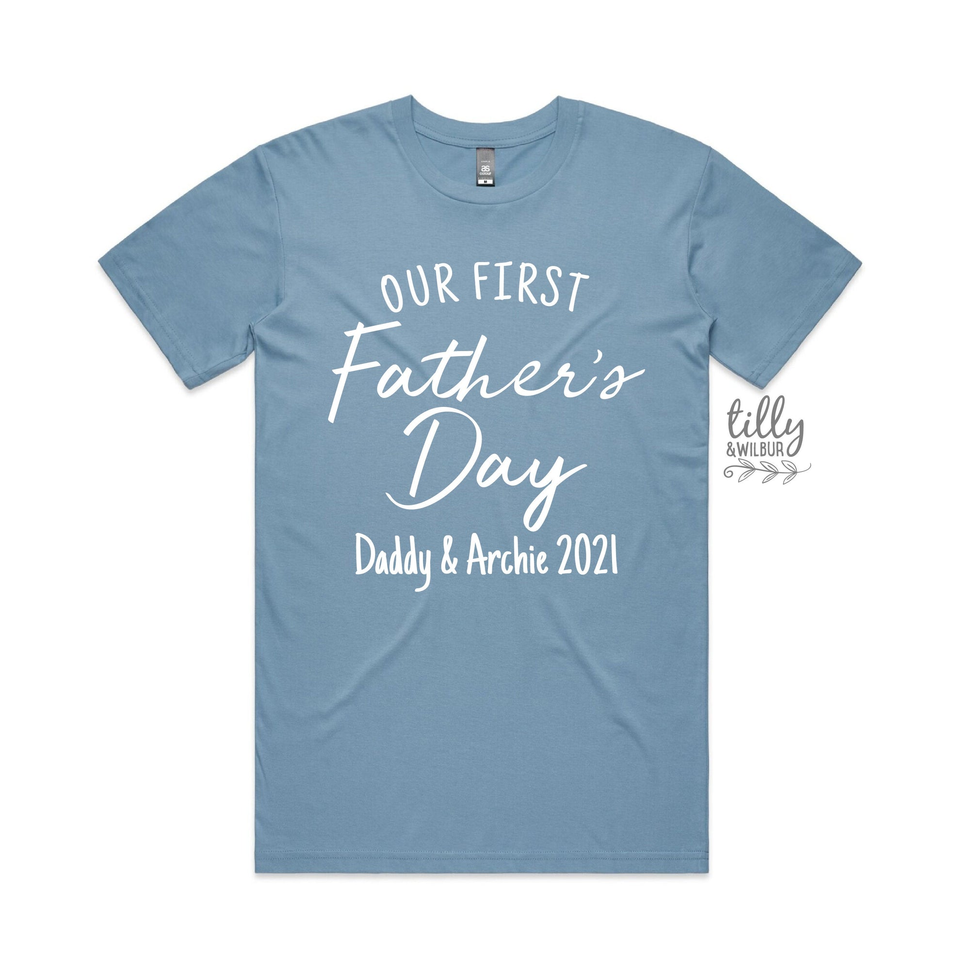 Our First Father&#39;s Day 2021 Men&#39;s T-Shirt With Names, I Love You Daddy Happy 1st Father&#39;s Day, Fathers Day Gift, First Fathers Day Dad Gift