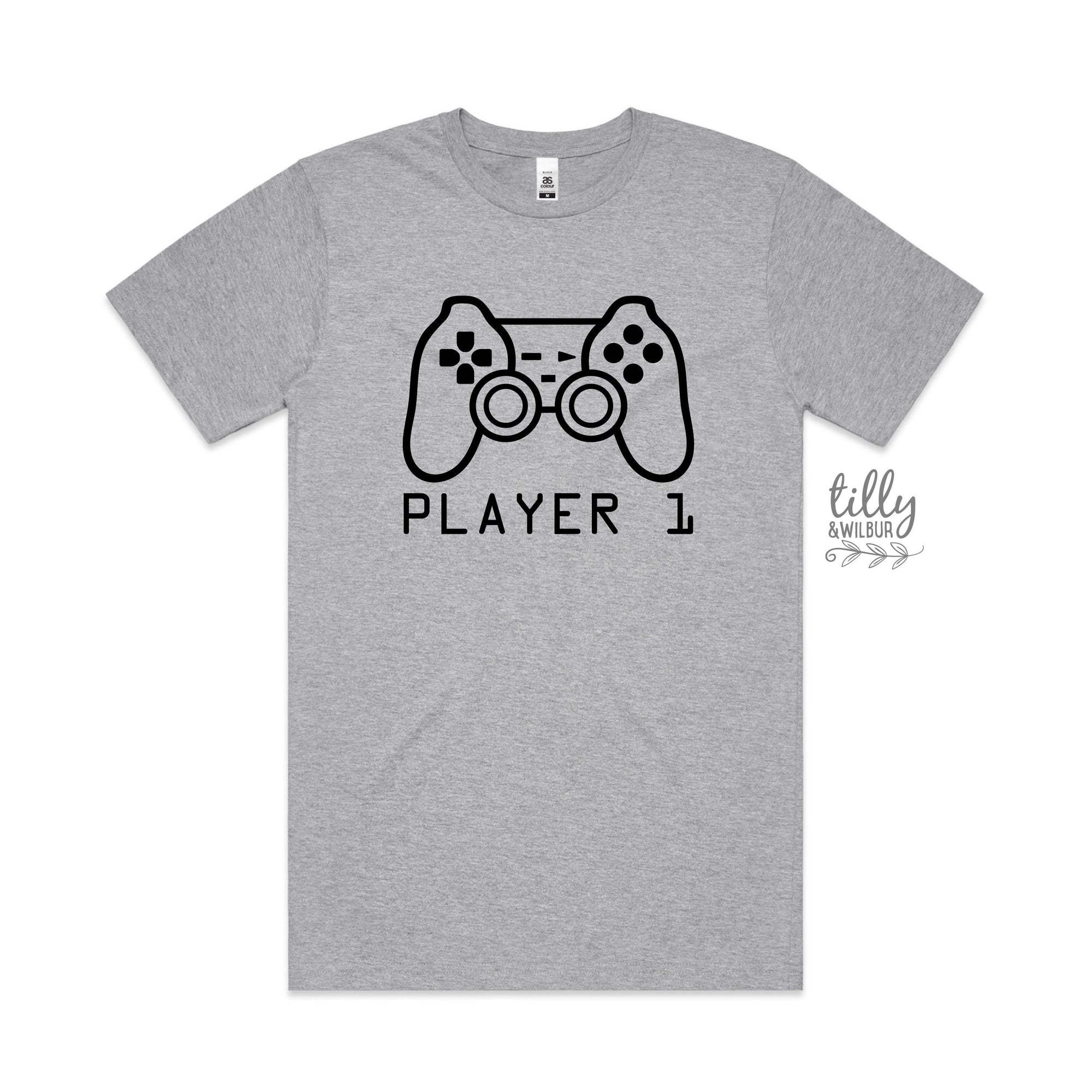 Player 1 T-Shirt, Part Of Player 1 Player 2 Set, Father Son Matching Shirts, Matching Dad Baby, Gaming, Father&#39;s Day Gift, Video Gift, Gamer