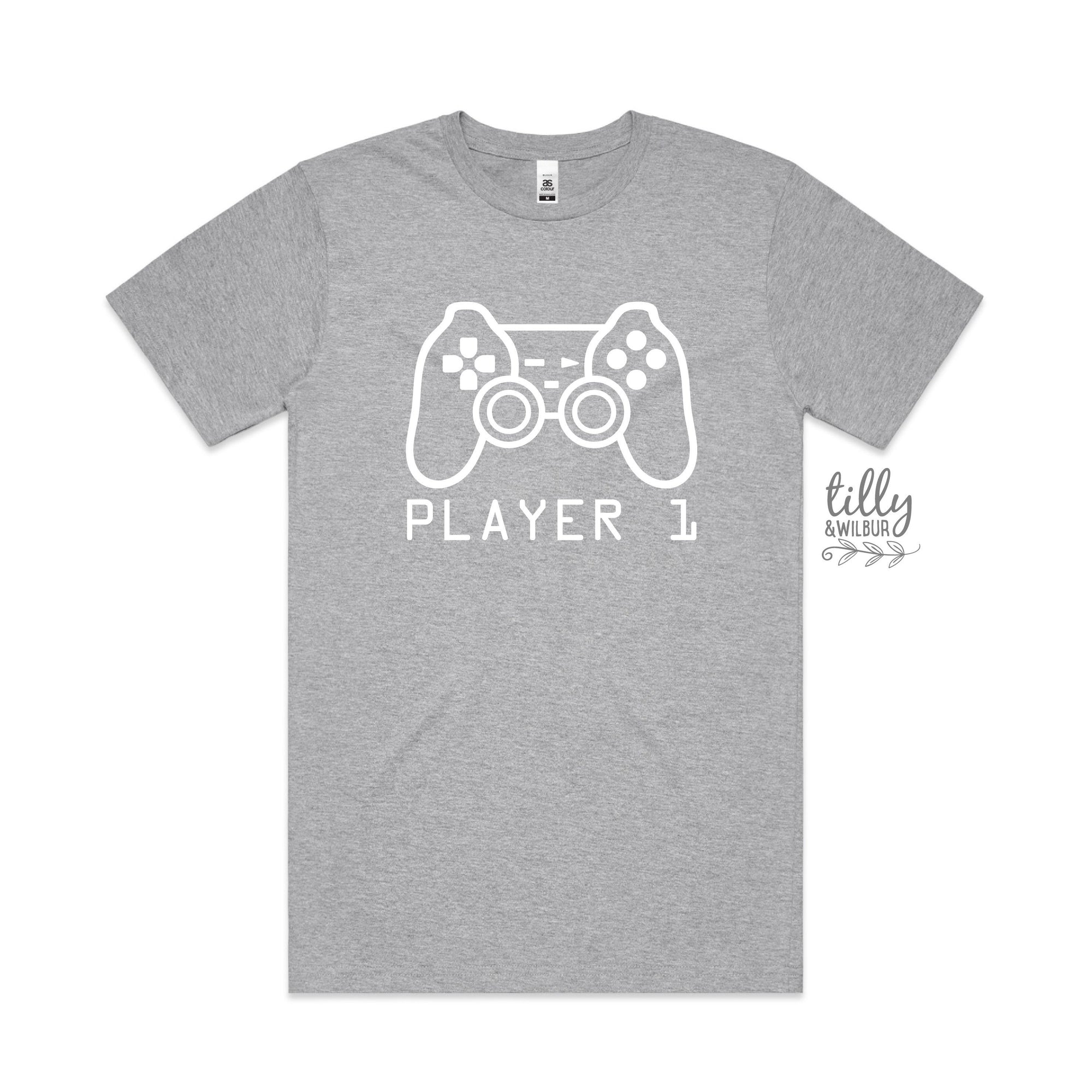 Player 1 T-Shirt, Part Of Player 1 Player 2 Set, Father Son Matching Shirts, Matching Dad Baby, Gaming, Father&#39;s Day Gift, Video Gift, Gamer