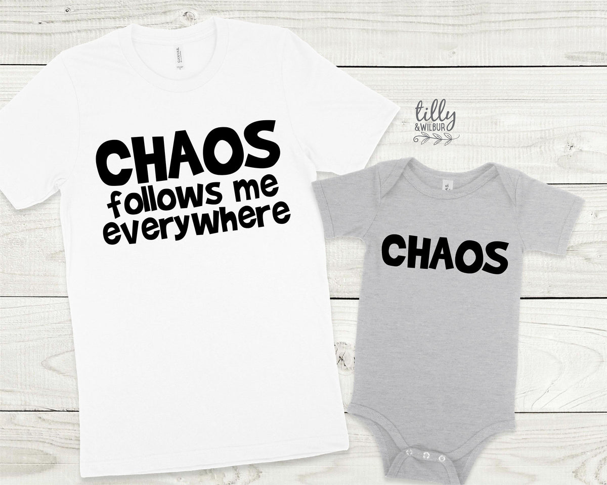 Chaos Follows Me Everywhere Matching Family T-Shirts, Daddy And Daughter, Father Son, Matching Dad Baby, Daddy Daughter, Father&amp;#39;s Day Gift