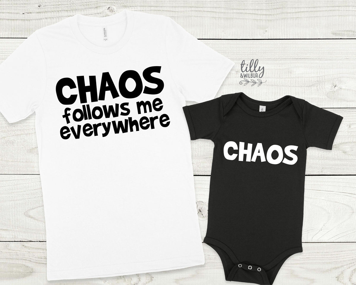Chaos Follows Me Everywhere Matching Family T-Shirts, Daddy And Daughter, Father Son, Matching Dad Baby, Daddy Daughter, Father&amp;#39;s Day Gift