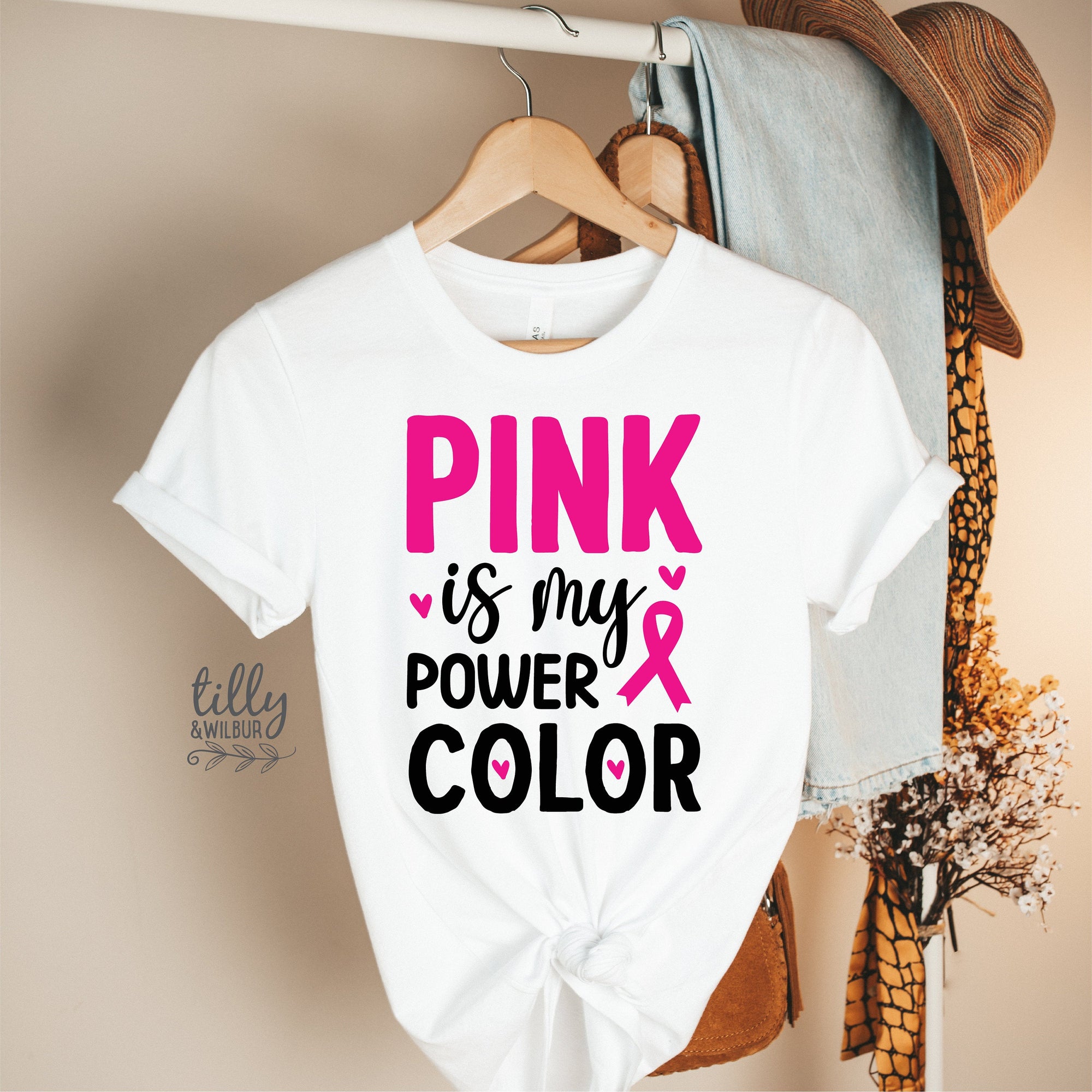 Pink Is My Power Colour T-Shirt, Cancer T-Shirt, Breast Cancer Awareness Survivor T-Shirt, Pink Ribbon T-Shirt, I&#39;m A Survivor Shirt, Strong