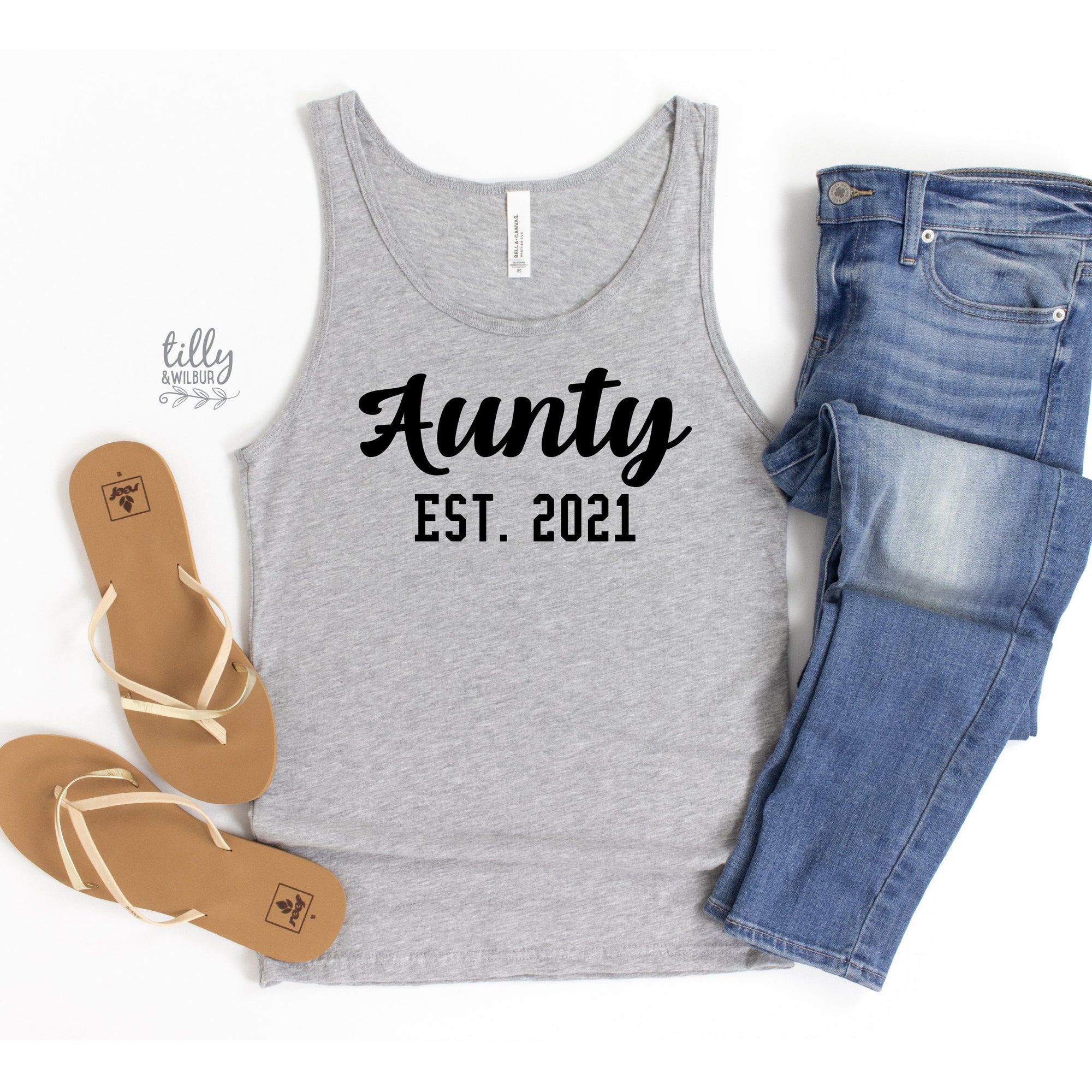 Aunty Est. Singlet, Personalised Pregnancy Announcement Tank, I&#39;m Going To Be An Aunty, Baby Shower Gift, Women&#39;s Clothing, Aunty, Auntie