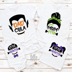 Halloween Family T-Shirts, Monsters Family T-Shirts, Dadcula T-Shirt, Mumster T-Shirt, Little Monster T-shirt, Matching Halloween T-Shirts