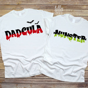 Dadcula and Mumster T-Shirts, Halloween Family T-Shirts, Dadcular T-Shirt, Mumster T-Shirt, Family T-Shirts, Matching Halloween T-Shirts