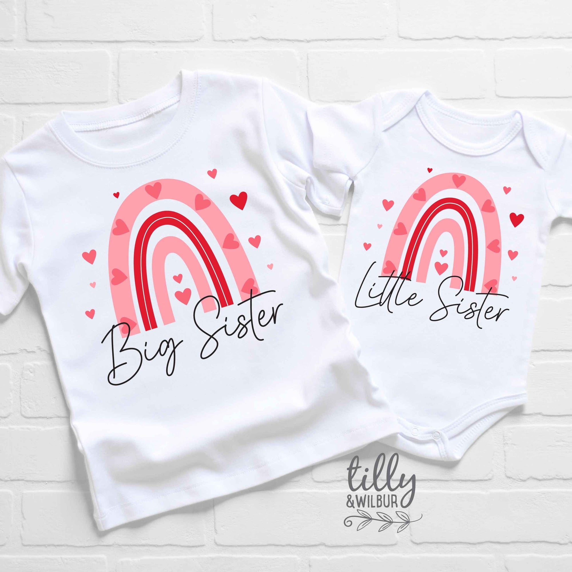 Big Sister Little Sister Set, Matching Sister Outfits, Rainbow Baby, Sibling T-Shirts, Big Sister Shirt, Little Sister Bodysuit, New Baby