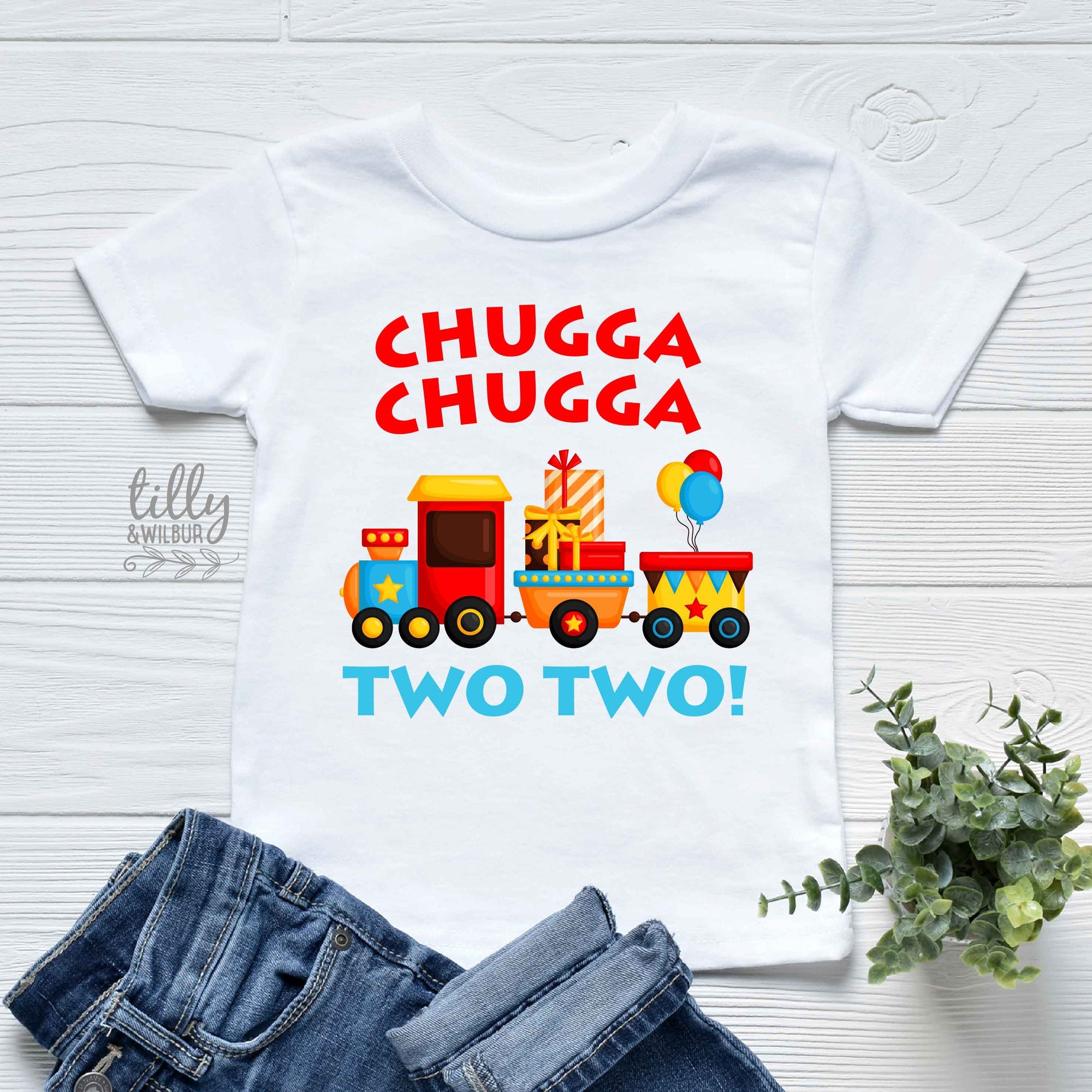 Chugga Chugga Two Two T-Shirt, 2nd Birthday T-Shirt, 2nd Second Birthday Tee, Two Birthday Gift, Boys 2nd Birthday, Boys Birthday T-Shirt