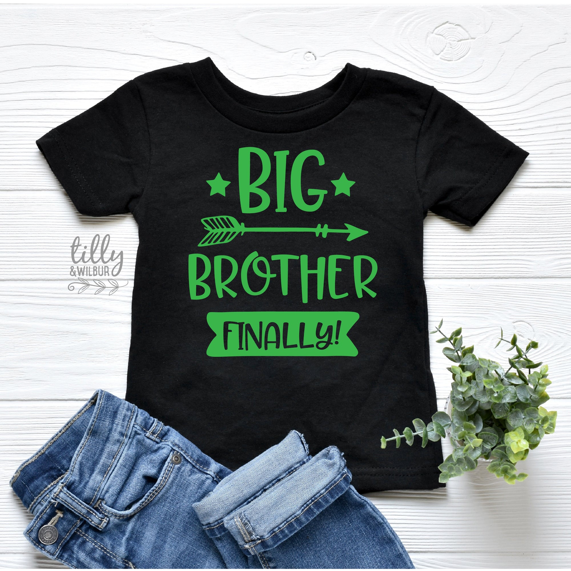 Big Brother Finally, Promoted To Big Brother T-Shirt For Boys, Personalised Due Date, I&#39;m Going To Be A Big Brother, Pregnancy Announcement