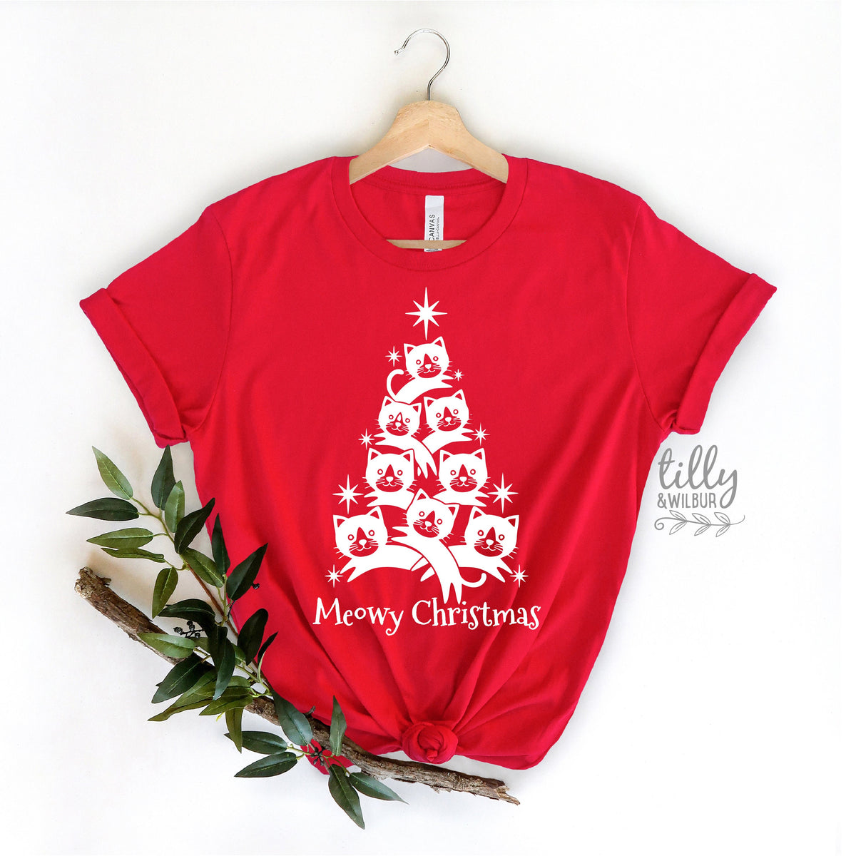 Meowy Christmas T-Shirt, Cat T-Shirt, Christmas Cat T-Shirt. Cat Christmas T-Shirt, Women&amp;#39;s Cat T-Shirt, Cat Lovers T-Shirt, Cat Lovers Gift
