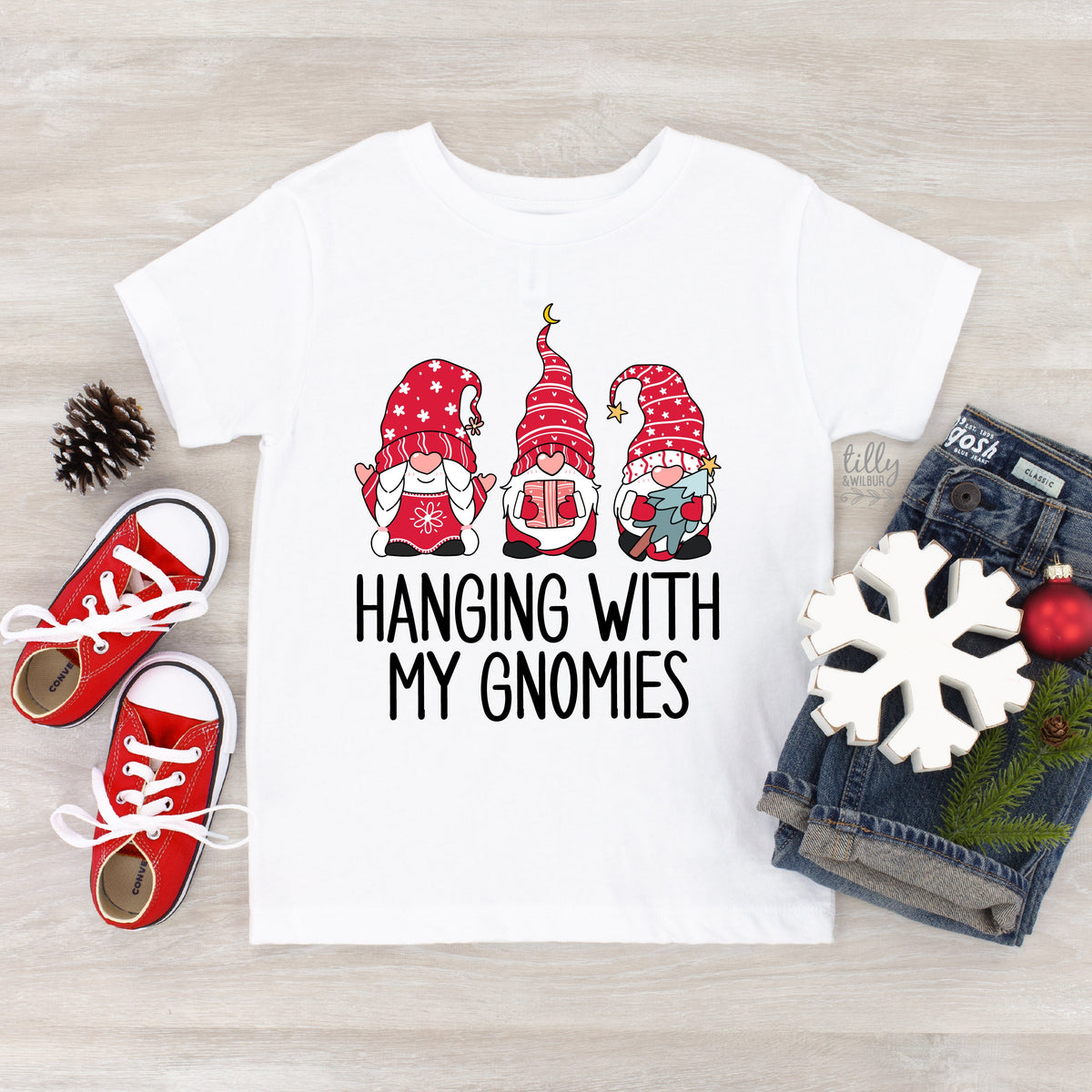 Hanging With My Gnomies Christmas T-Shirt, Gnome T-Shirt, Christmas Gift, Christmas Gnome T-Shirt, Christmas T-Shirt, Kid&amp;#39;s Christmas Gift