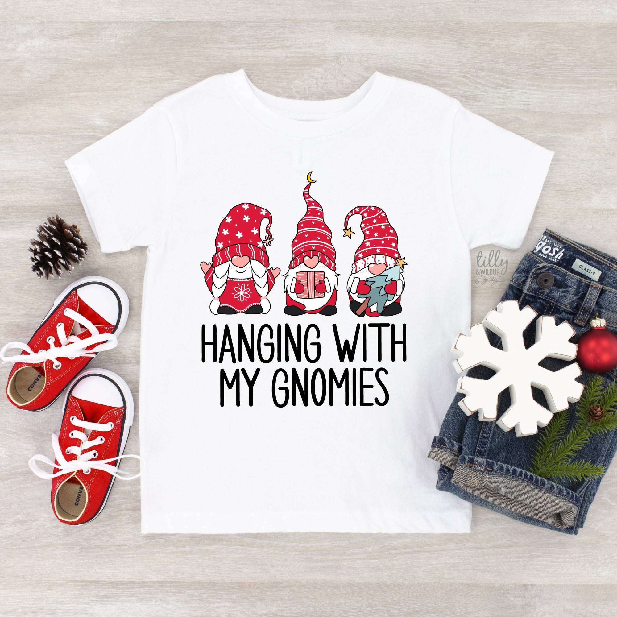 Hanging With My Gnomies Christmas T-Shirt, Gnome T-Shirt, Christmas Gift, Christmas Gnome T-Shirt, Christmas T-Shirt, Kid&#39;s Christmas Gift