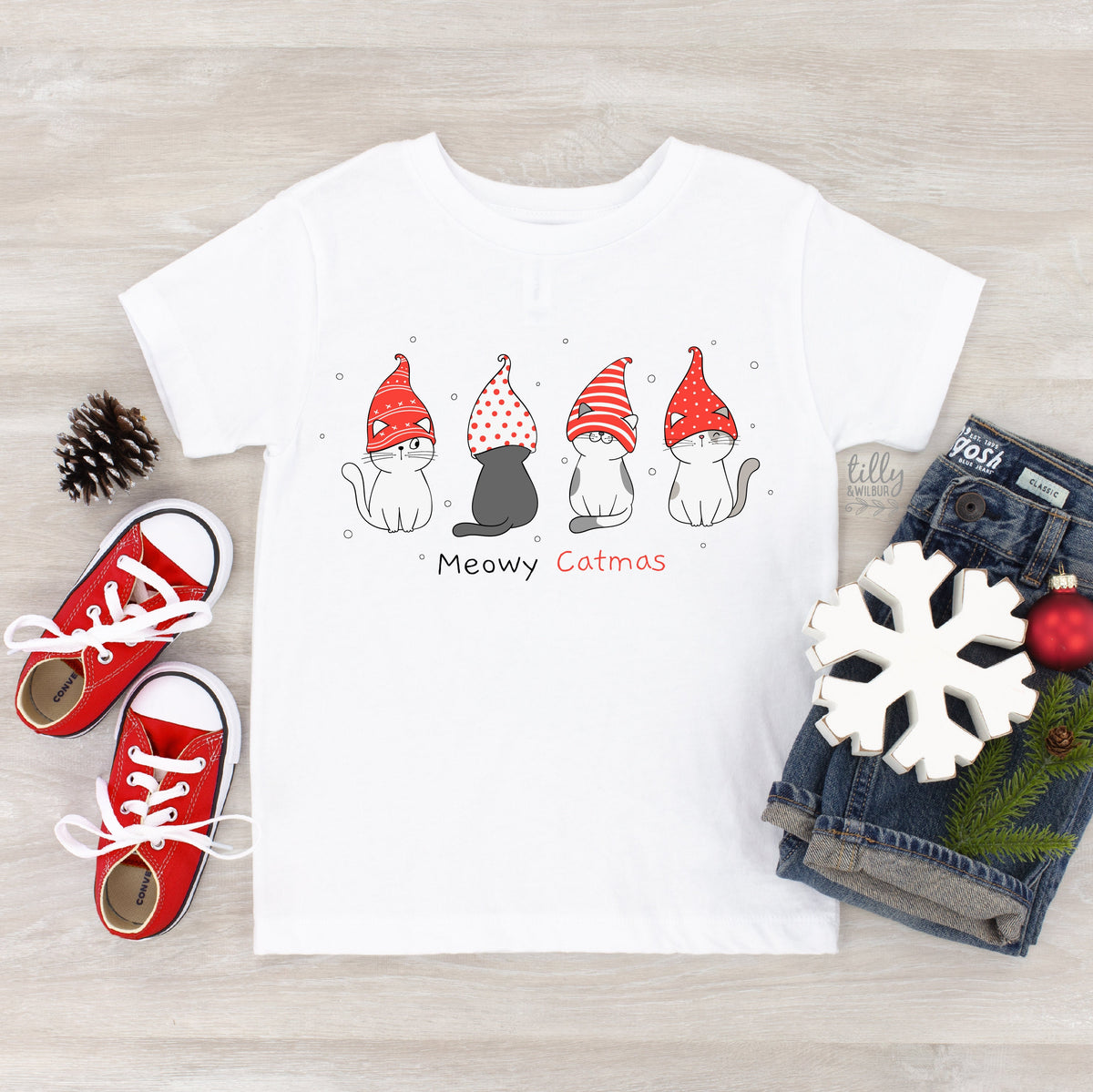Meowy Christmas T-Shirt, Cat T-Shirt, Christmas Cat T-Shirt. Cat Christmas T-Shirt, Kid&amp;#39;s Cat T-Shirt, Cat Lovers T-Shirt, Cat Lovers Gift