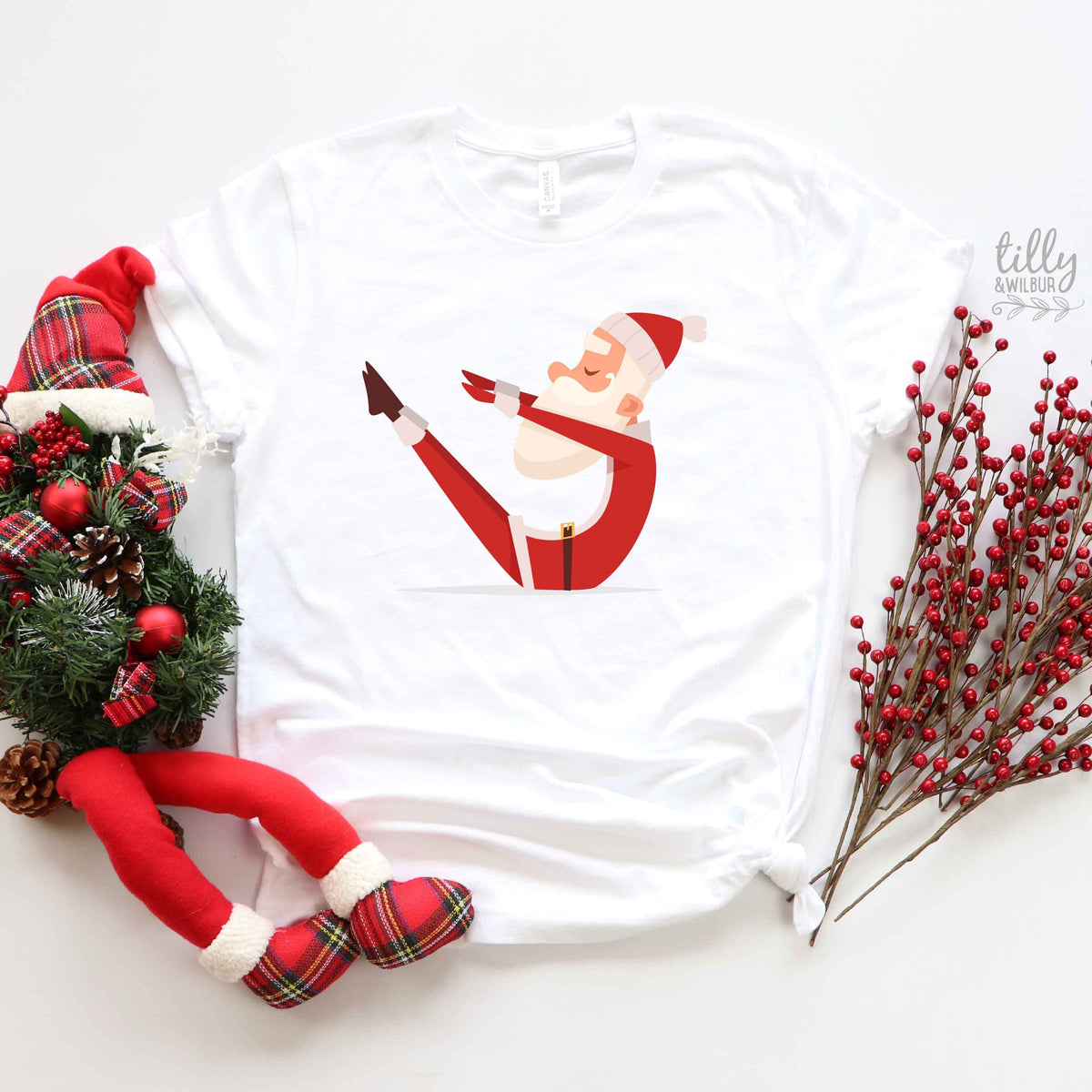 Yoga Santa T-Shirts Originally Listed by Tilly&amp;Wilbur, Matching Family Christmas T-Shirts, Matching Yoga Santa Shirts, Yoga Gifts, Xmas Gift