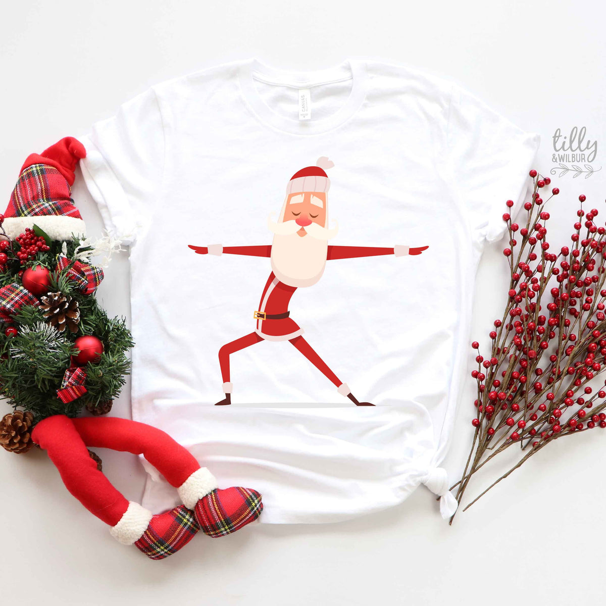 Yoga Santa T-Shirts Originally Listed by Tilly&amp;Wilbur, Matching Family Christmas T-Shirts, Matching Yoga Santa Shirts, Yoga Gifts, Xmas Gift