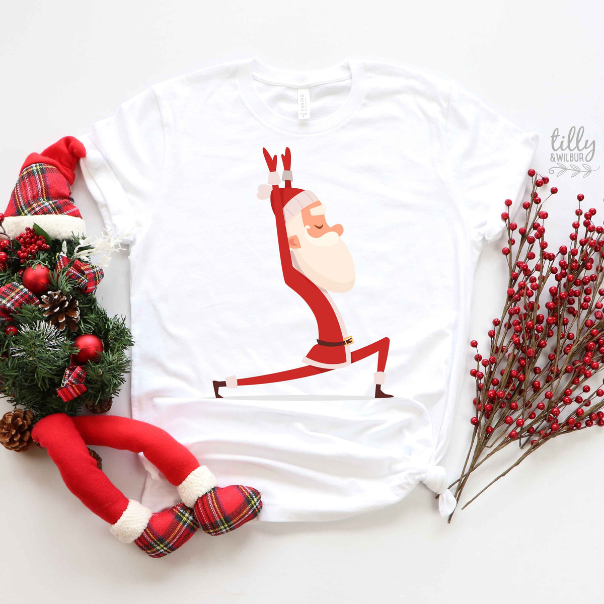 Yoga Santa T-Shirts Originally Listed by Tilly&amp;Wilbur, Matching Family Christmas T-Shirts, Matching Yoga Santa Shirts, Yoga Gifts, Xmas Gift