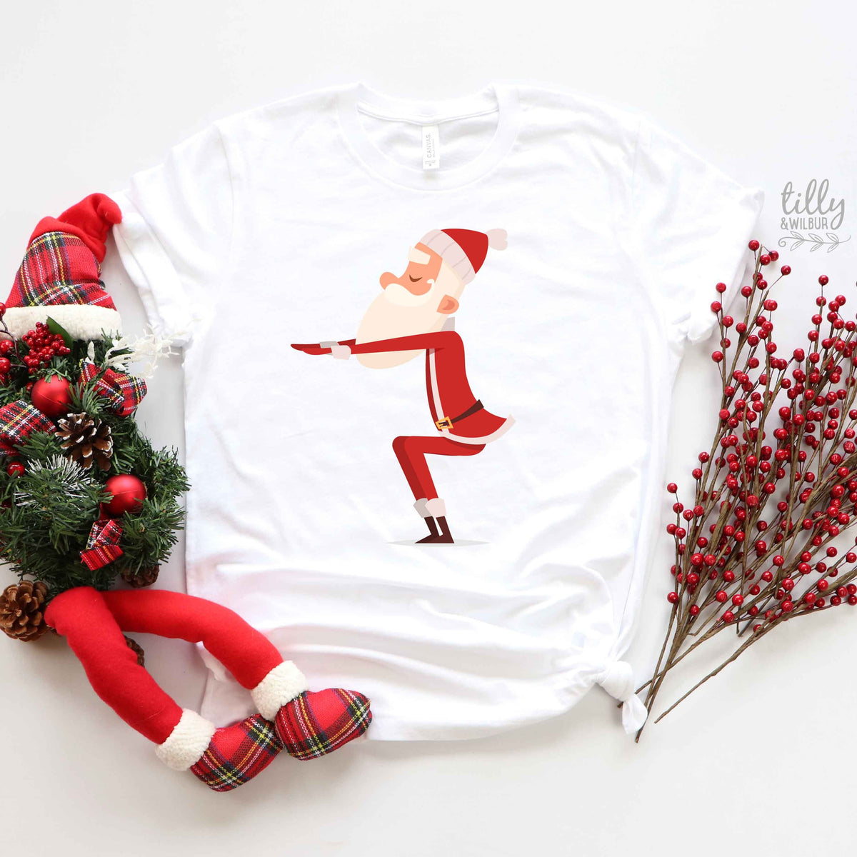 Yoga Santa T-Shirts Originally Listed by Tilly&amp;Wilbur, Matching Family Christmas T-Shirts, Matching Yoga Santa Shirts, Yoga Gifts, Xmas Gift